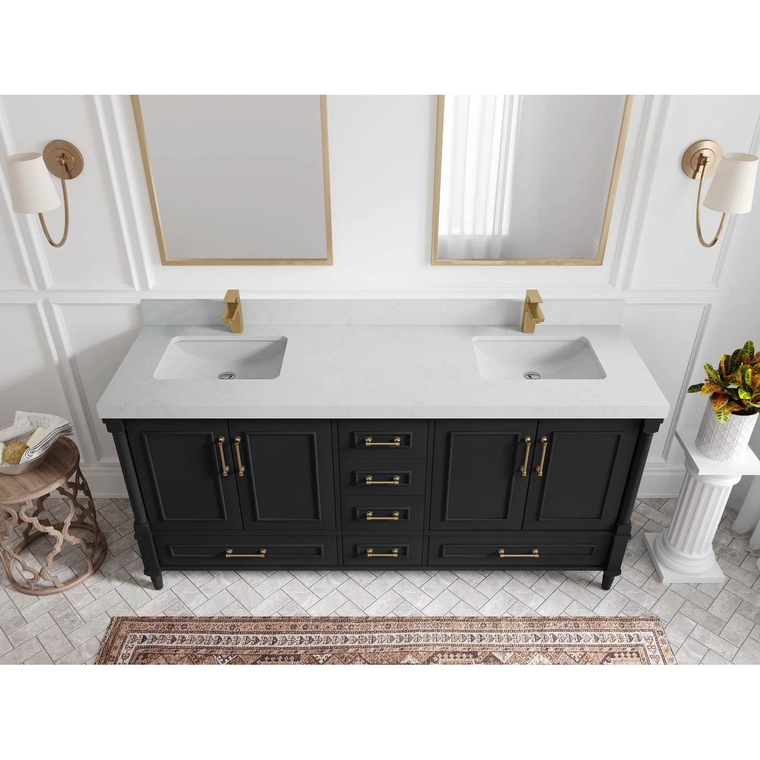 Willow Collections 72 in. W x 22 in. D Aberdeen Double Sink Bathroom Vanity with Countertops