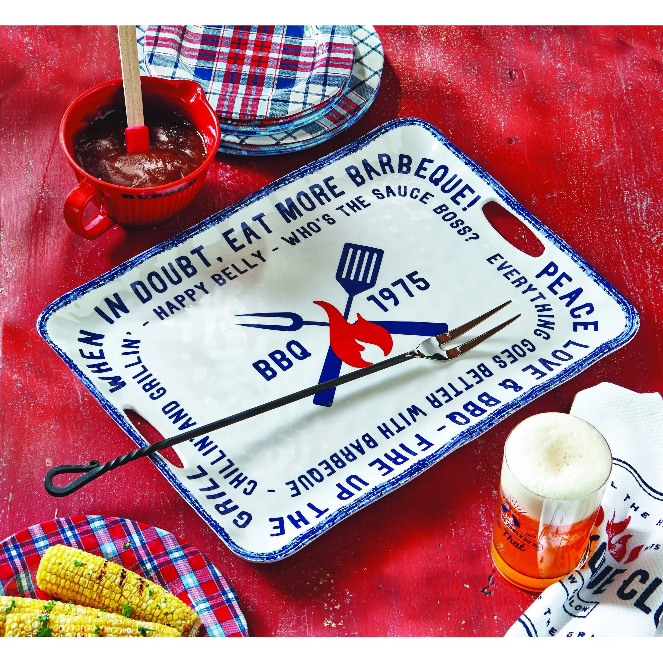 Eat More Bbq Melamine Serving Tray Bpa Free And Shatterproof Serving Plate