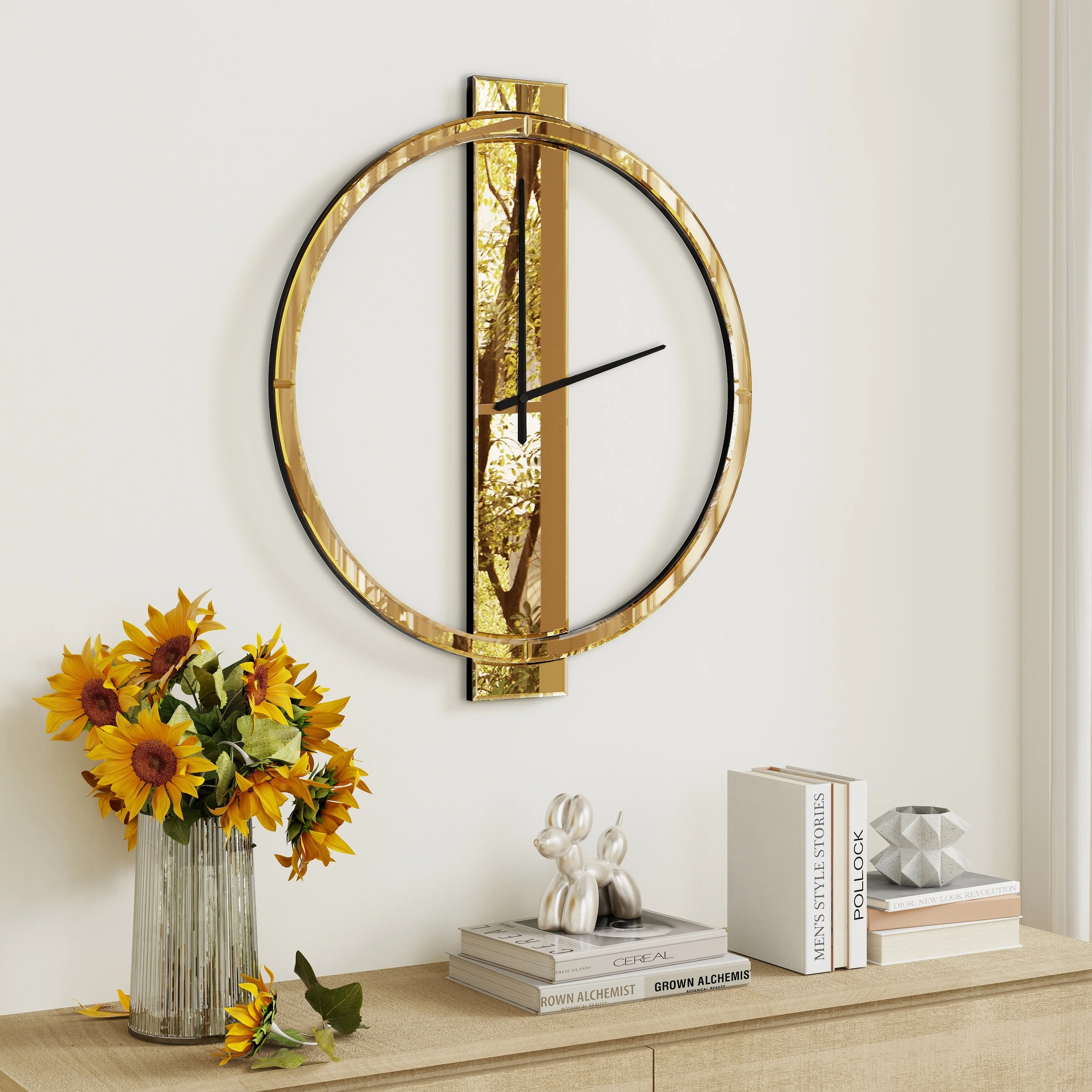 Glass Round Wall Clock 24 Inches