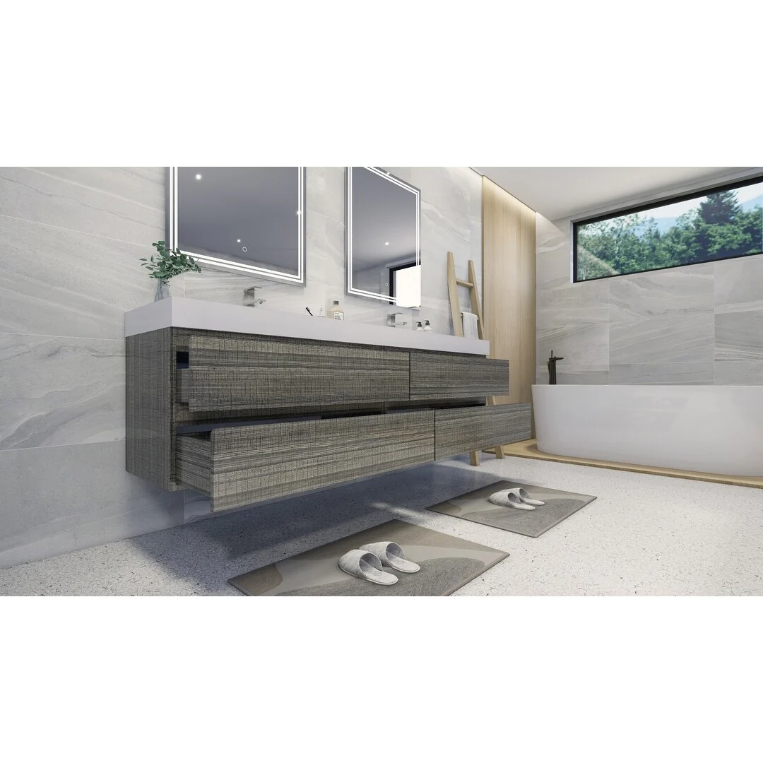 Baillie 72'' Wall-Mounted Vanity with Double Reinforced Acrylic Sink