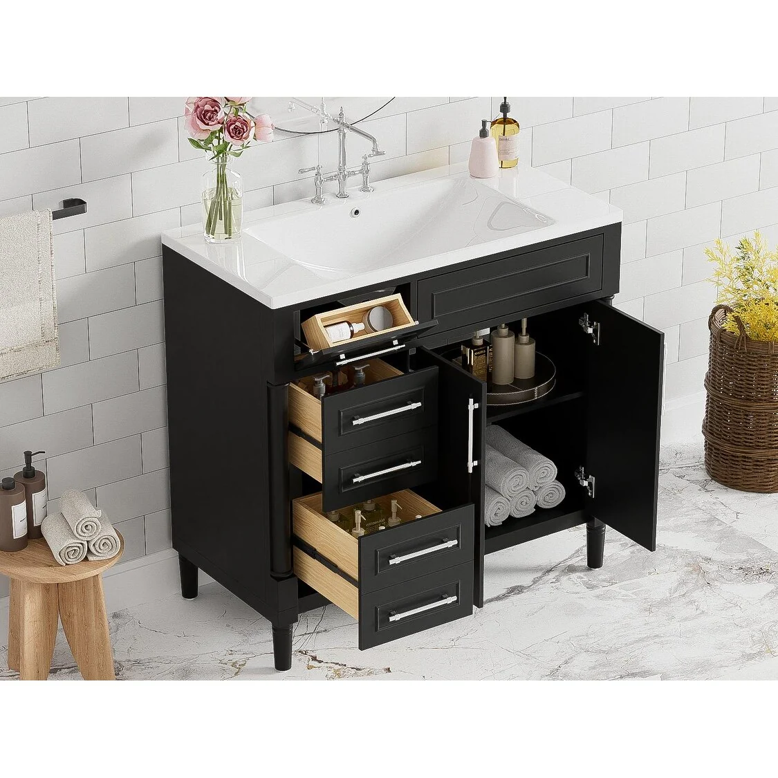 36'' Bathroom Vanity with Top Resin Sink