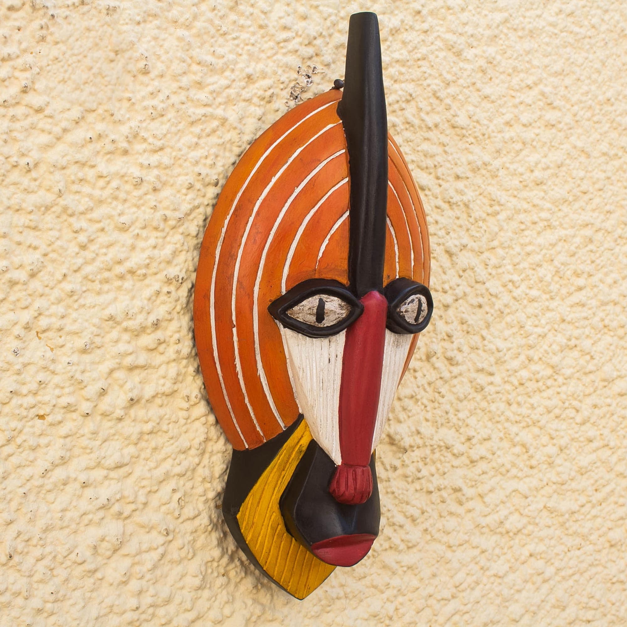 NOVICA Handmade Ghanaian Monkey African Wood Mask - 16.5