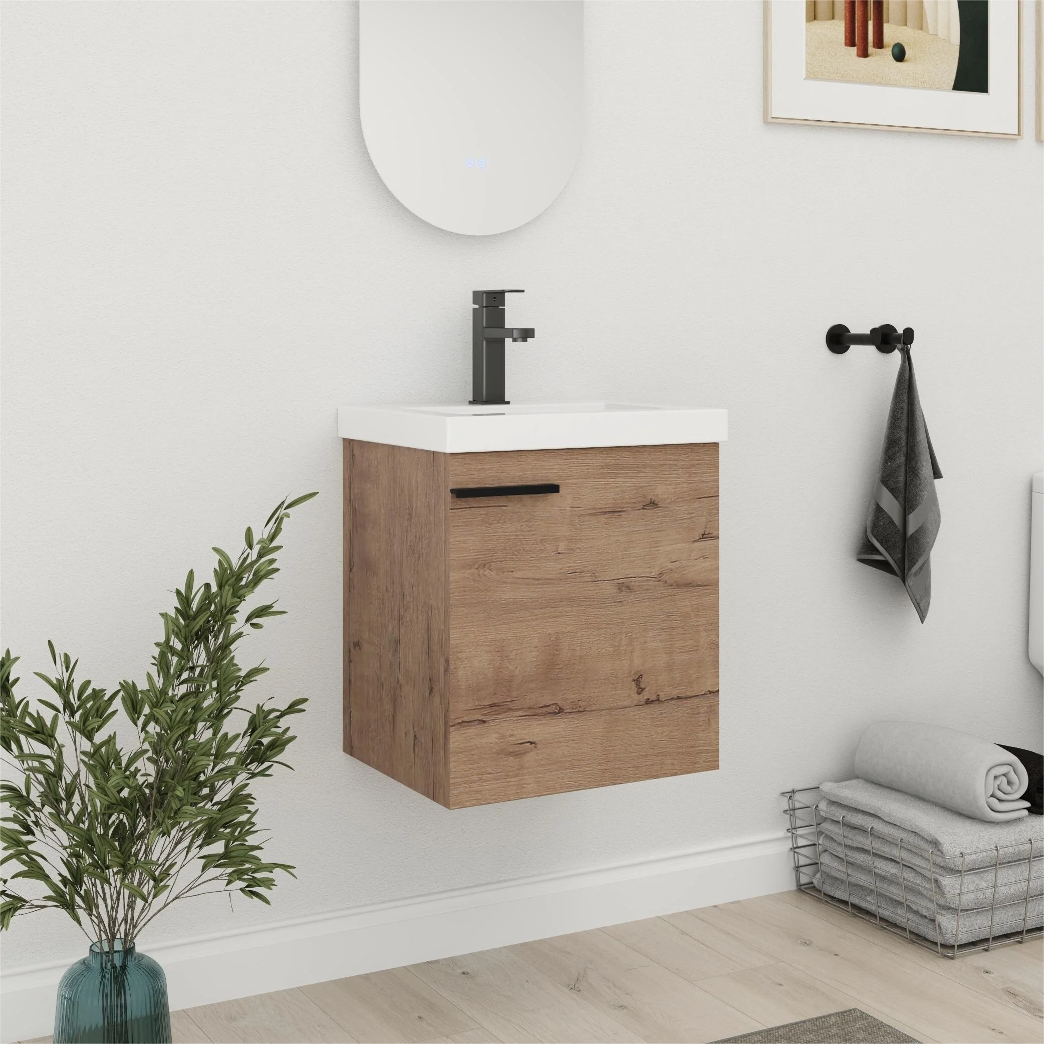 Bathroom Vanity With Sink In 16/18 Inch, Floating Bathroom Vanity With Soft Close Door