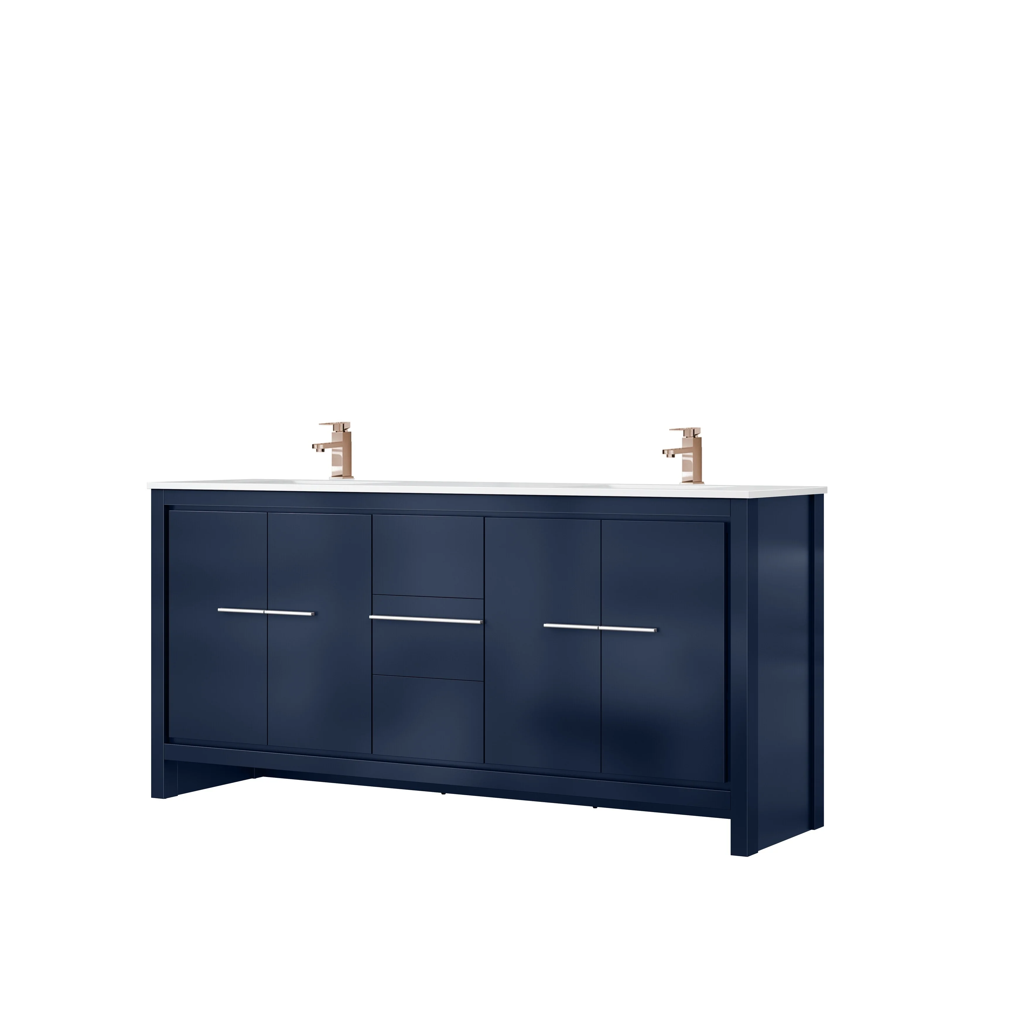 Lafarre Bath Vanity Cultured Marble Top, Sink and Rose Gold Faucet