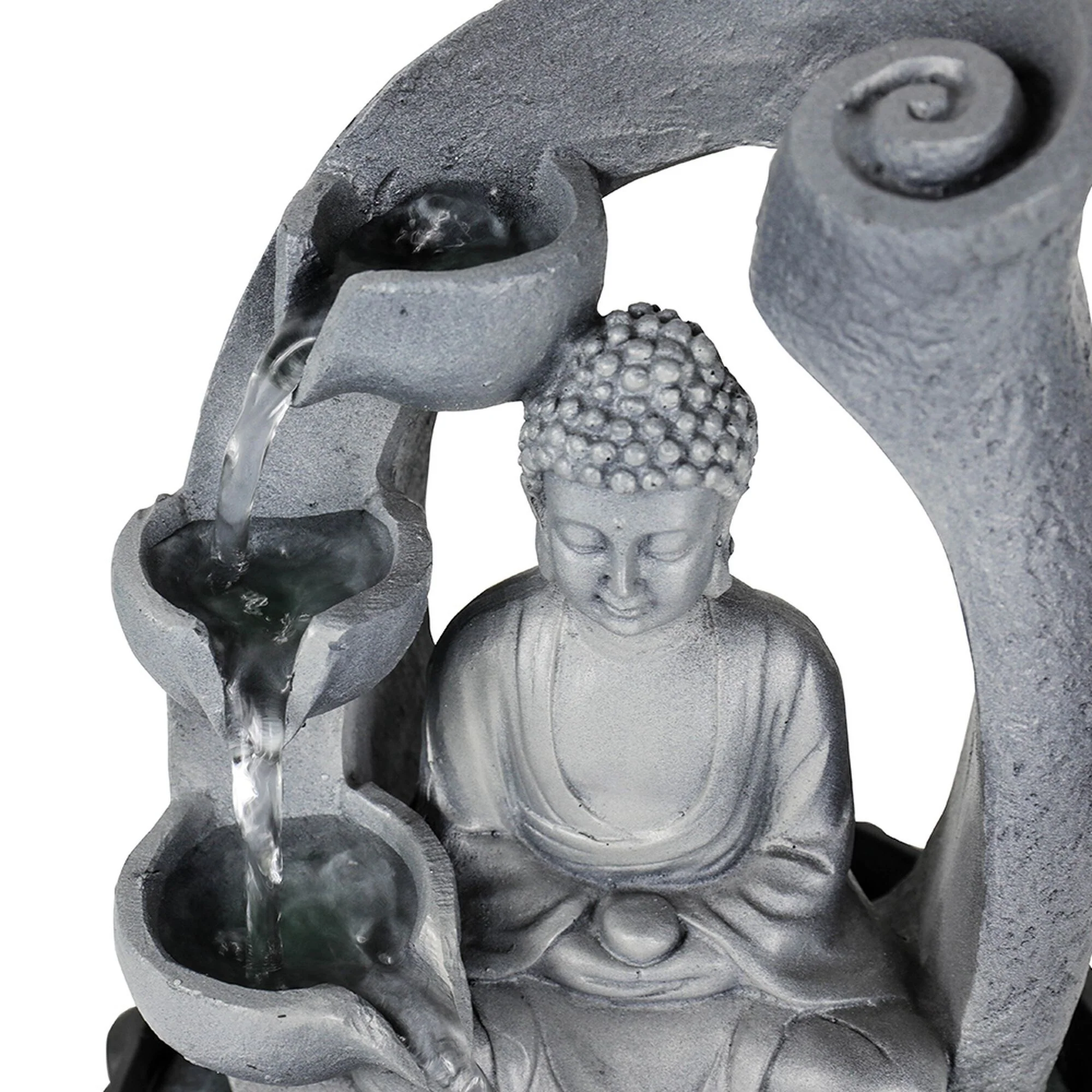 Tabletop Buddha Fountain with Light, Buddha Feature, 11-inch