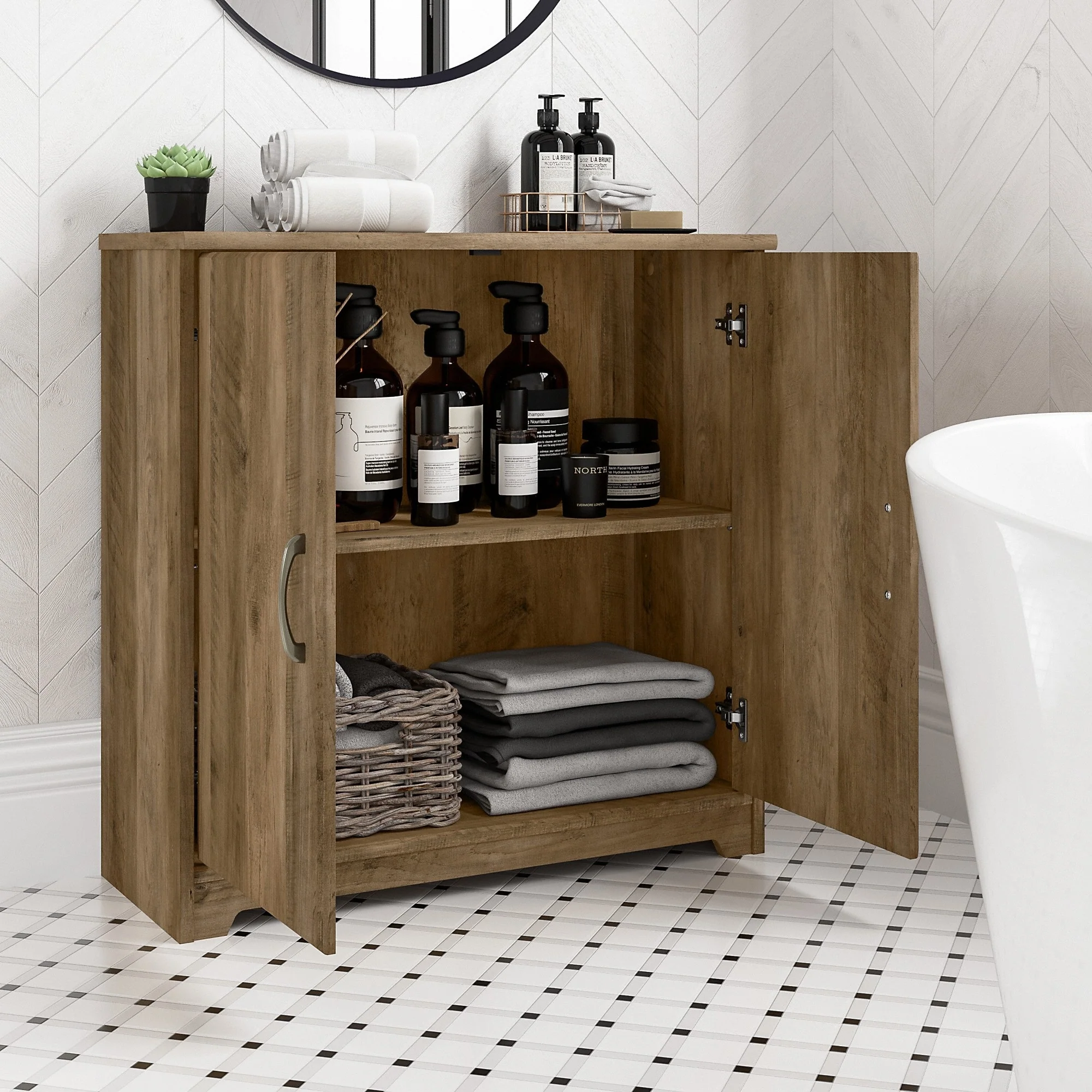 Cabot Small Bathroom Storage Cabinet with Doors by Bush Furniture