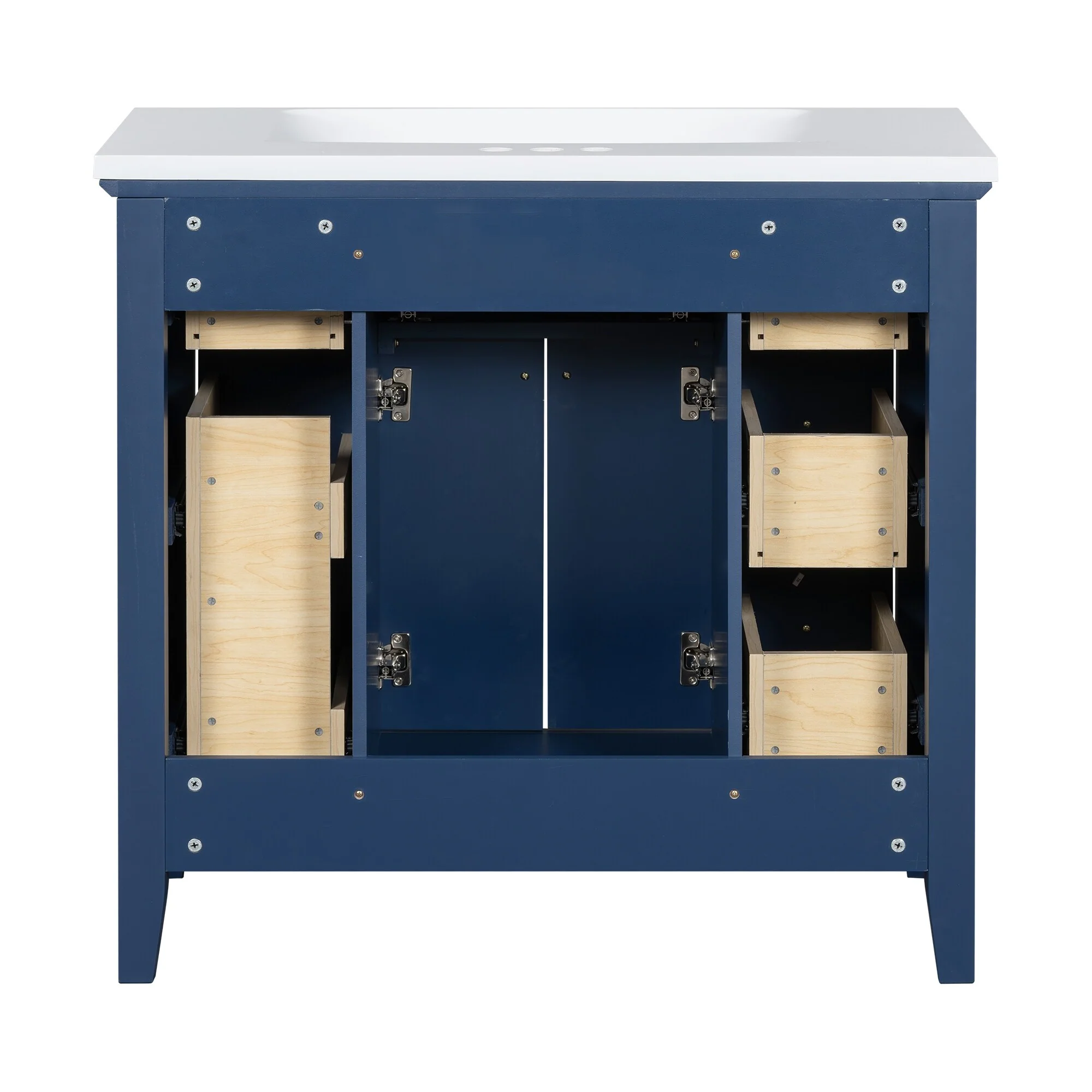 Modern Freestanding Single Bathroom Cabinet with 6 Drawers 2 Cabinets