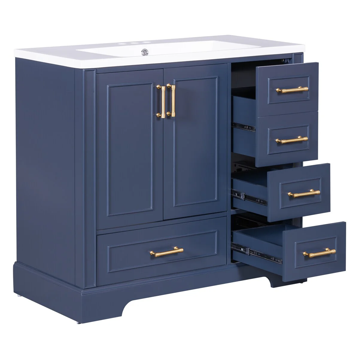 Bathroom Cabinet with Two Doors and Four Drawers