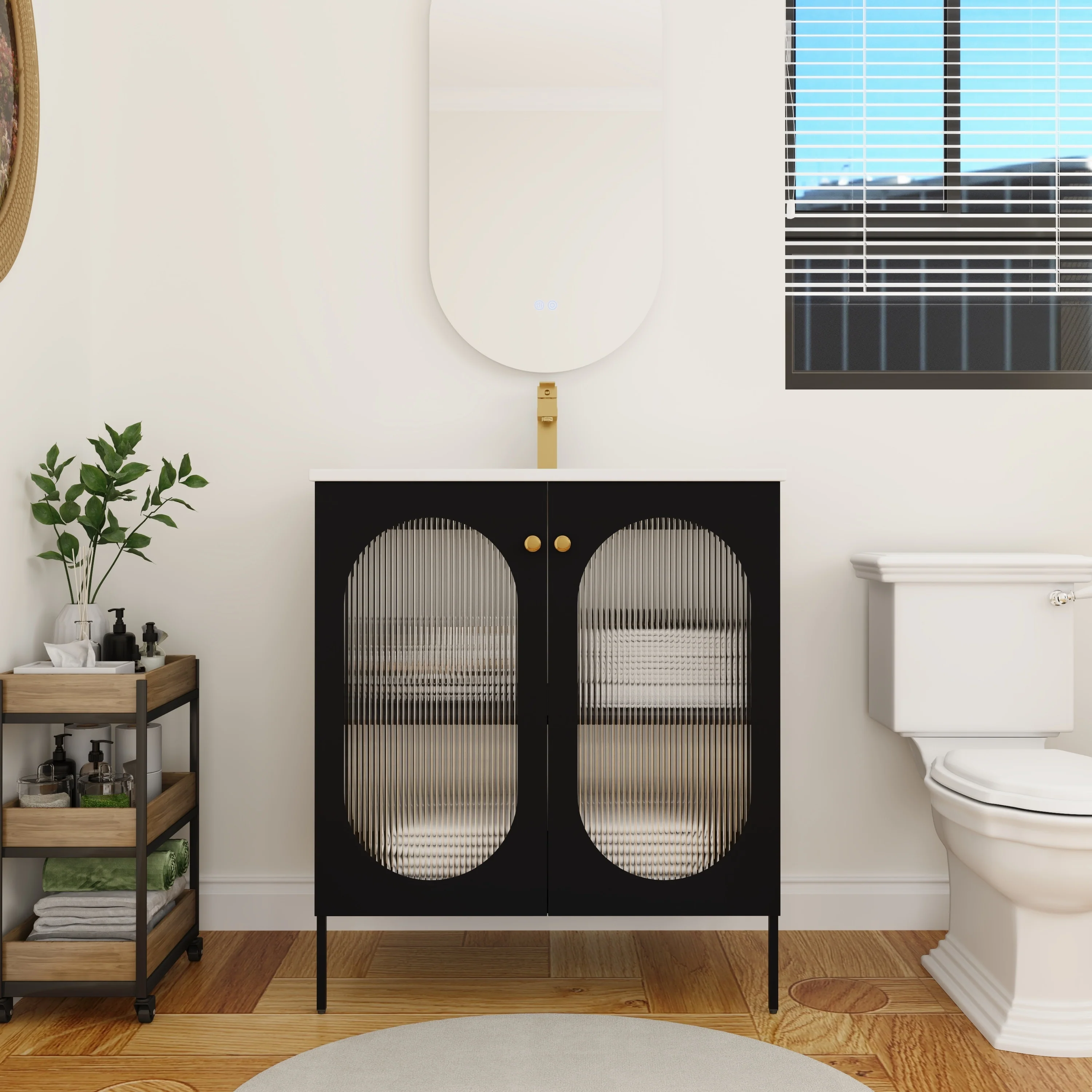 BNK 24/30 inch Freestanding Single Sink Bathroom Vanity with Soft Close Door and 1 adjustable shelf