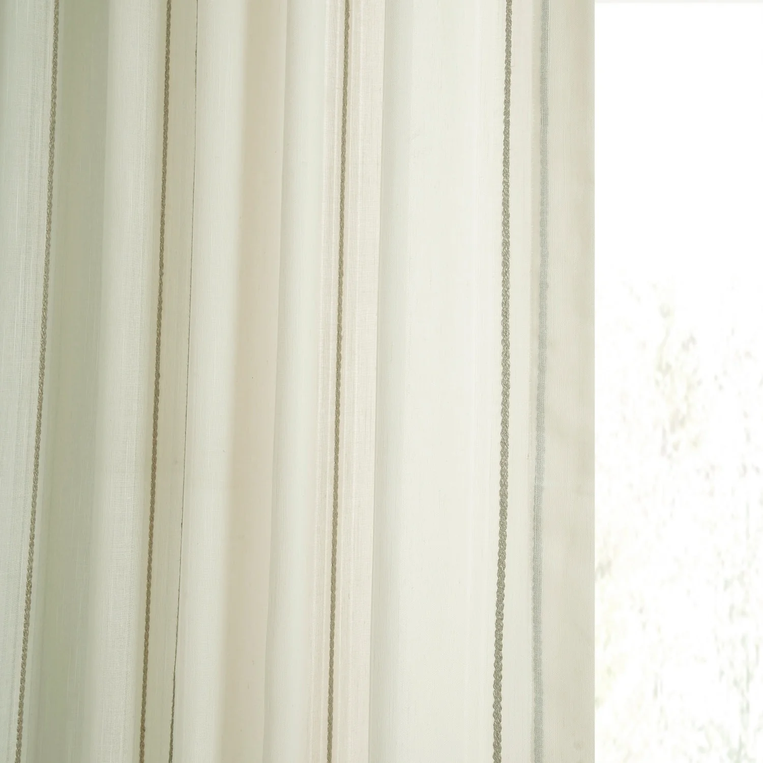 Exclusive Fabrics Aruba Striped Linen Sheer Curtain (1 Panel)