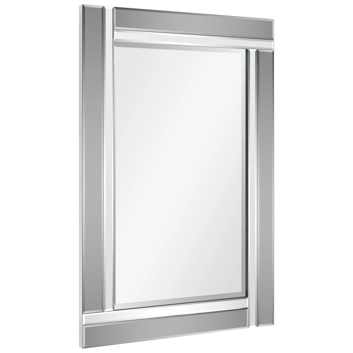 Rectangular Beveled Charcoal Gray Mirror Framed Wall Mirror 24