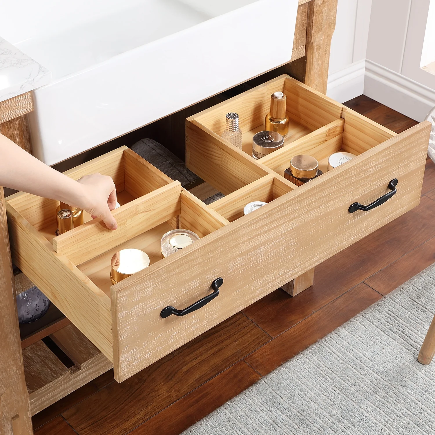 Villareal Bath Vanity with Composite Stone Top without Mirror