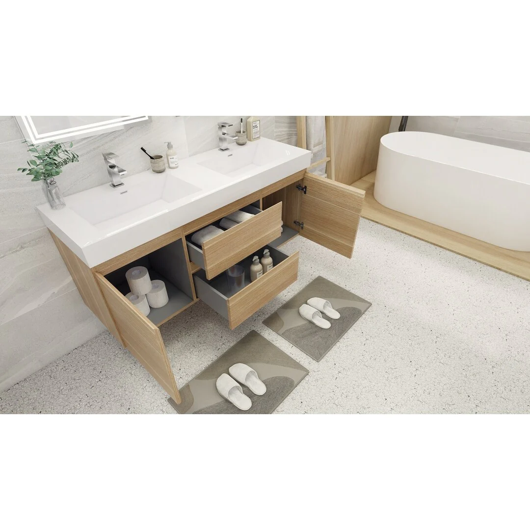 Baillie 60'' Wall-Mounted Vanity with Double Reinforced Acrylic Sink