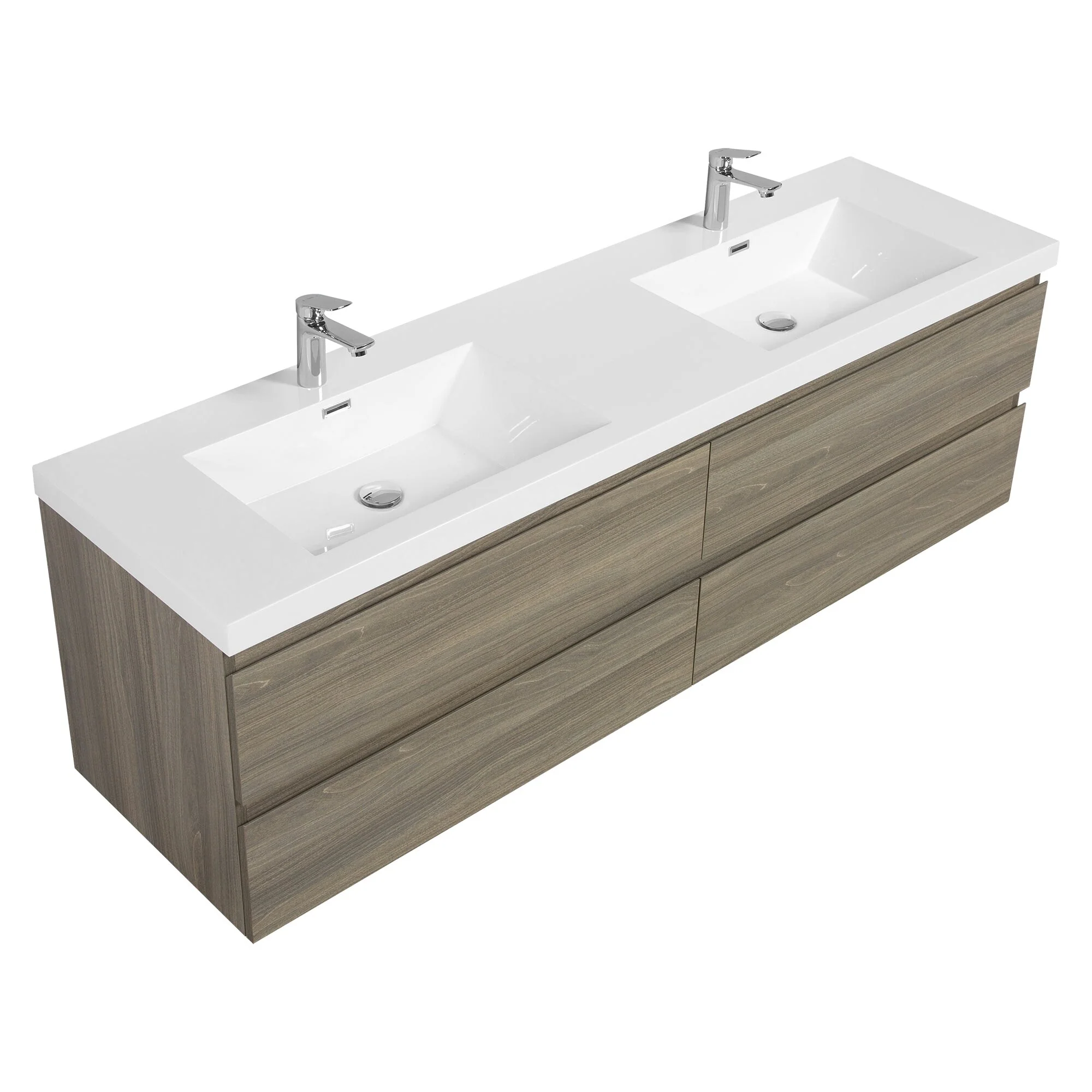 MDF Floating Bathroom Vanity with Integrated Resin Sink