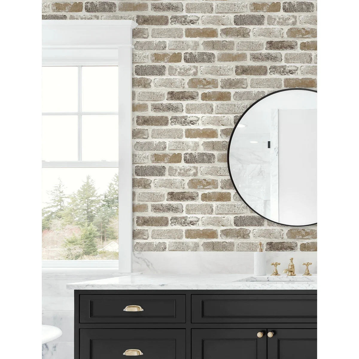 NextWall Washed Brick Peel and Stick Removable Wallpaper