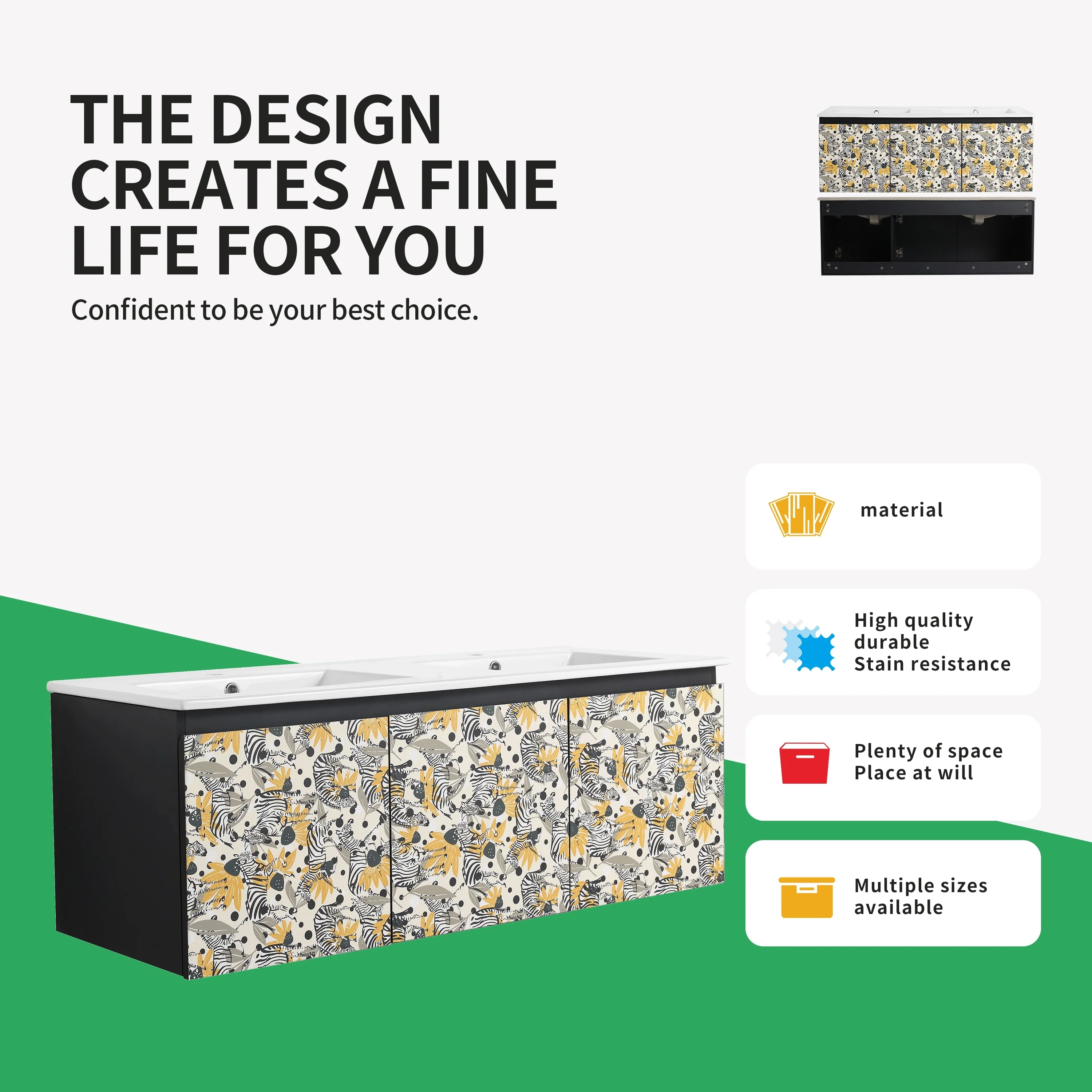 BNK 24/30/48 Inch Double Sink Bathroom Vanity with Soft Close Door