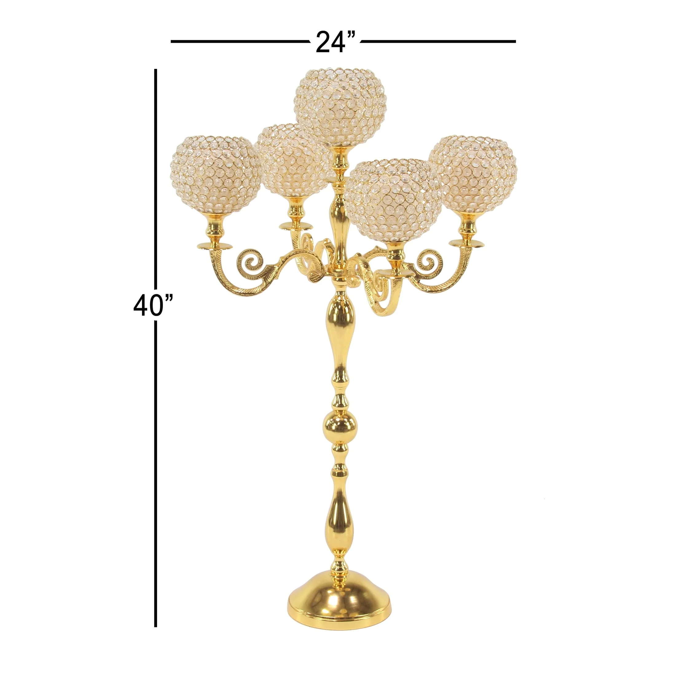 Gold Aluminum Metal Candelabra - 24 x 24 x 40
