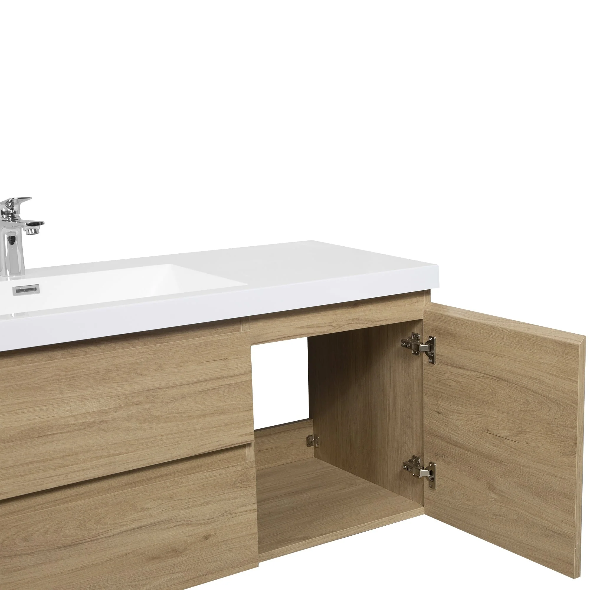 MDF Floating Bathroom Vanity with Integrated Resin Sink