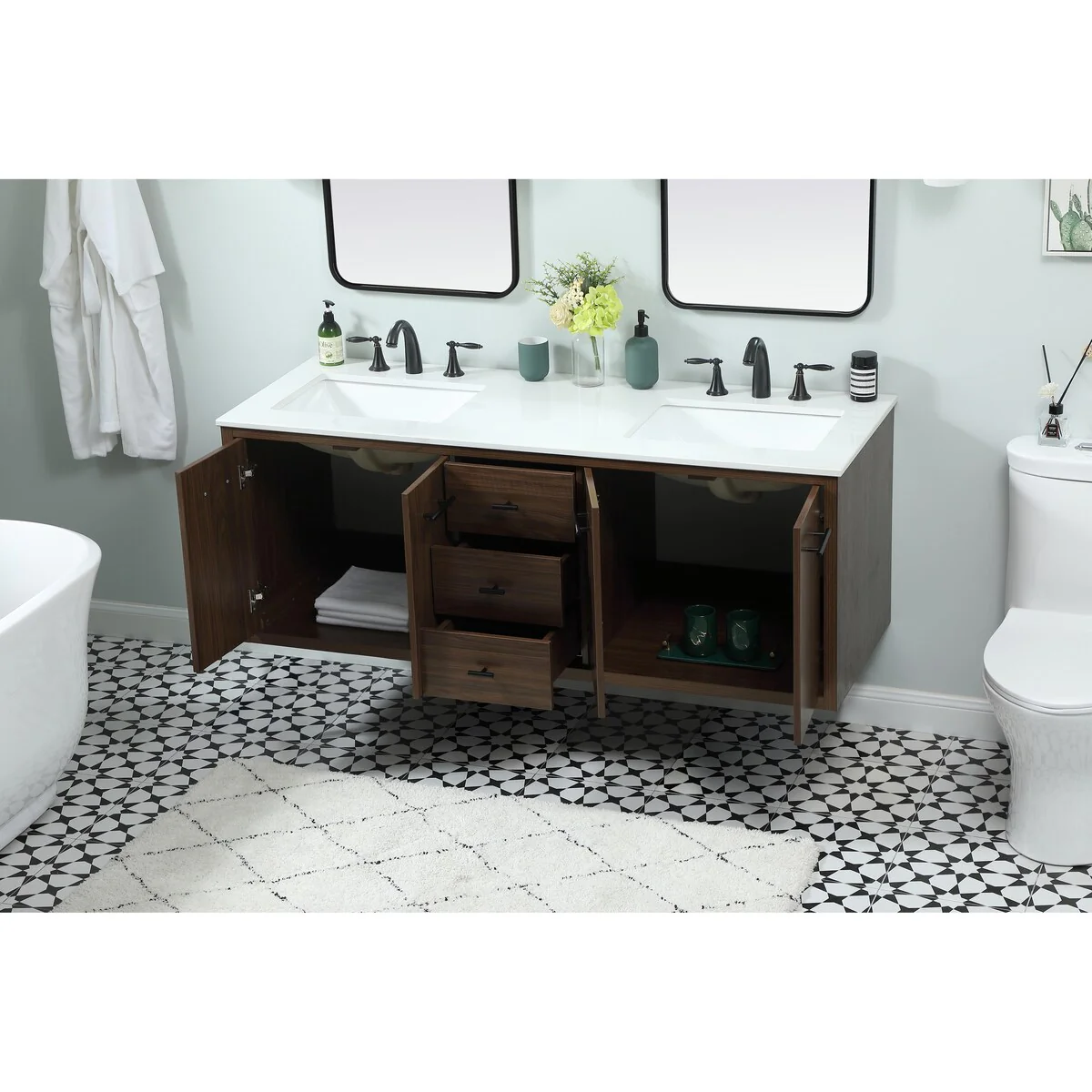 Fern 60 Inch Double Bathroom Vanity