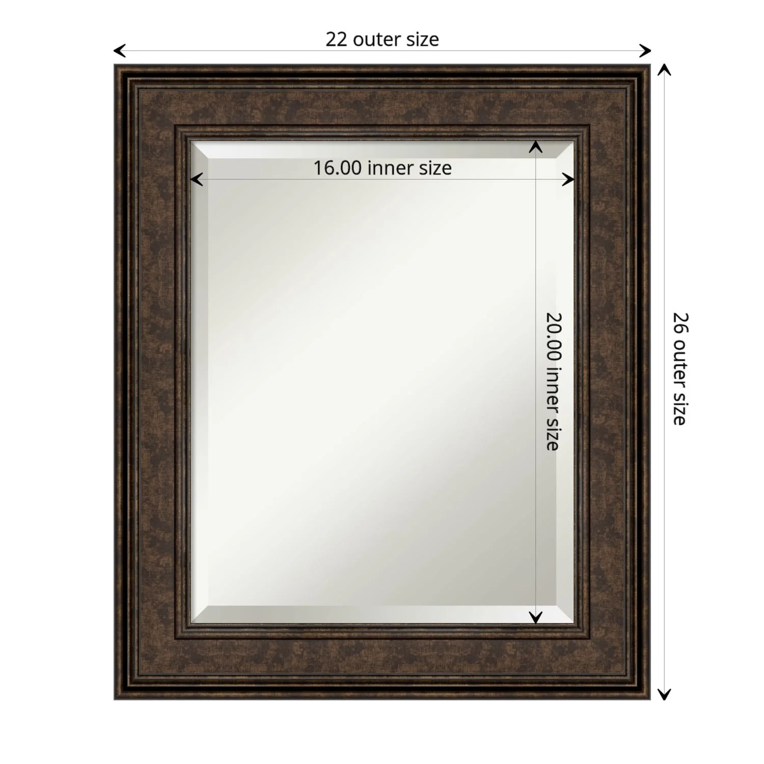 Beveled Bathroom Wall Mirror - Ridge Bronze Frame