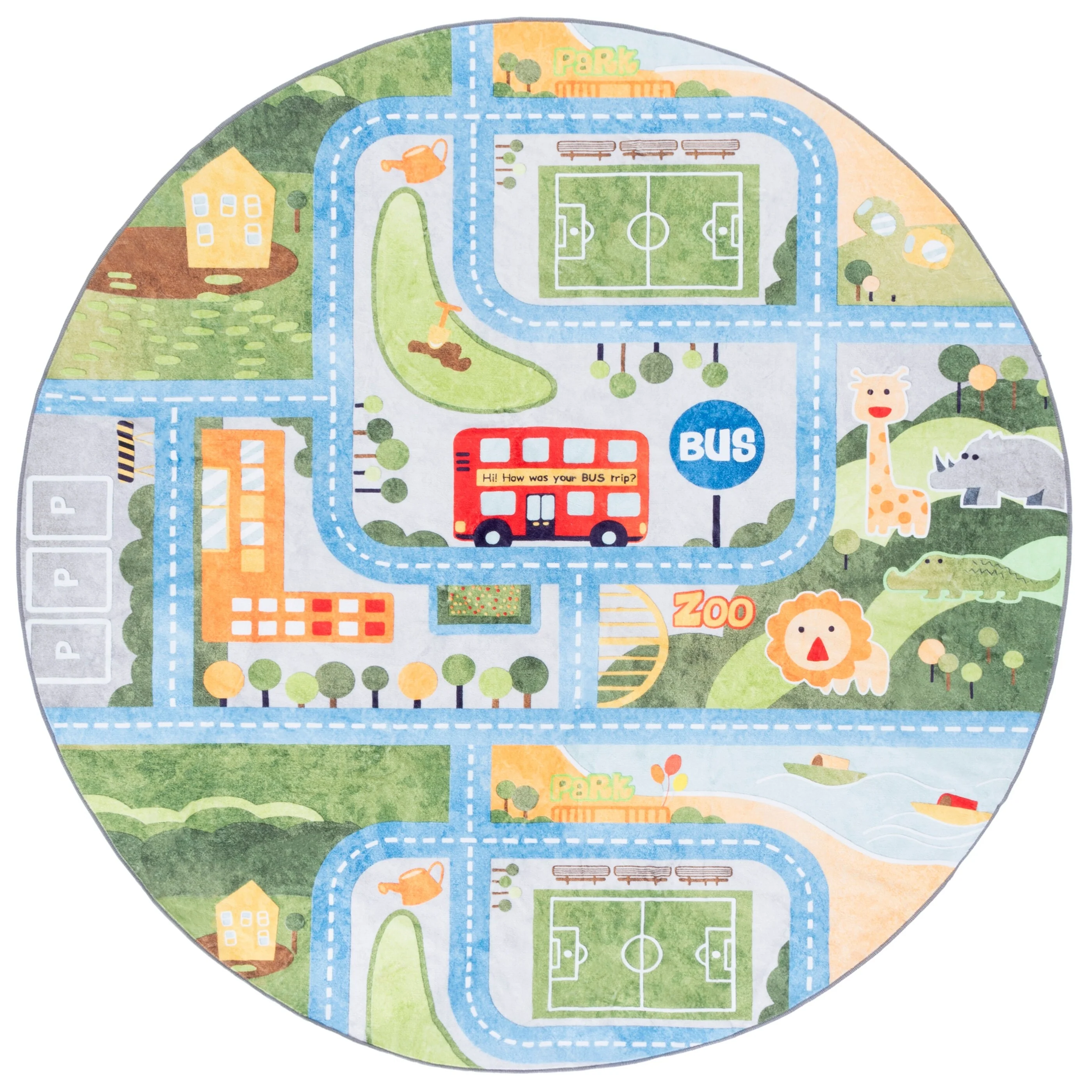 SAFAVIEH Santa Monica Kids Xaveria Machine Washable & Slip Resistant Rug