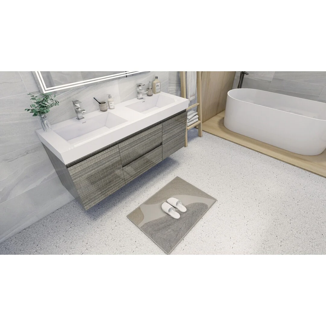 Baillie 60'' Wall-Mounted Vanity with Double Reinforced Acrylic Sink