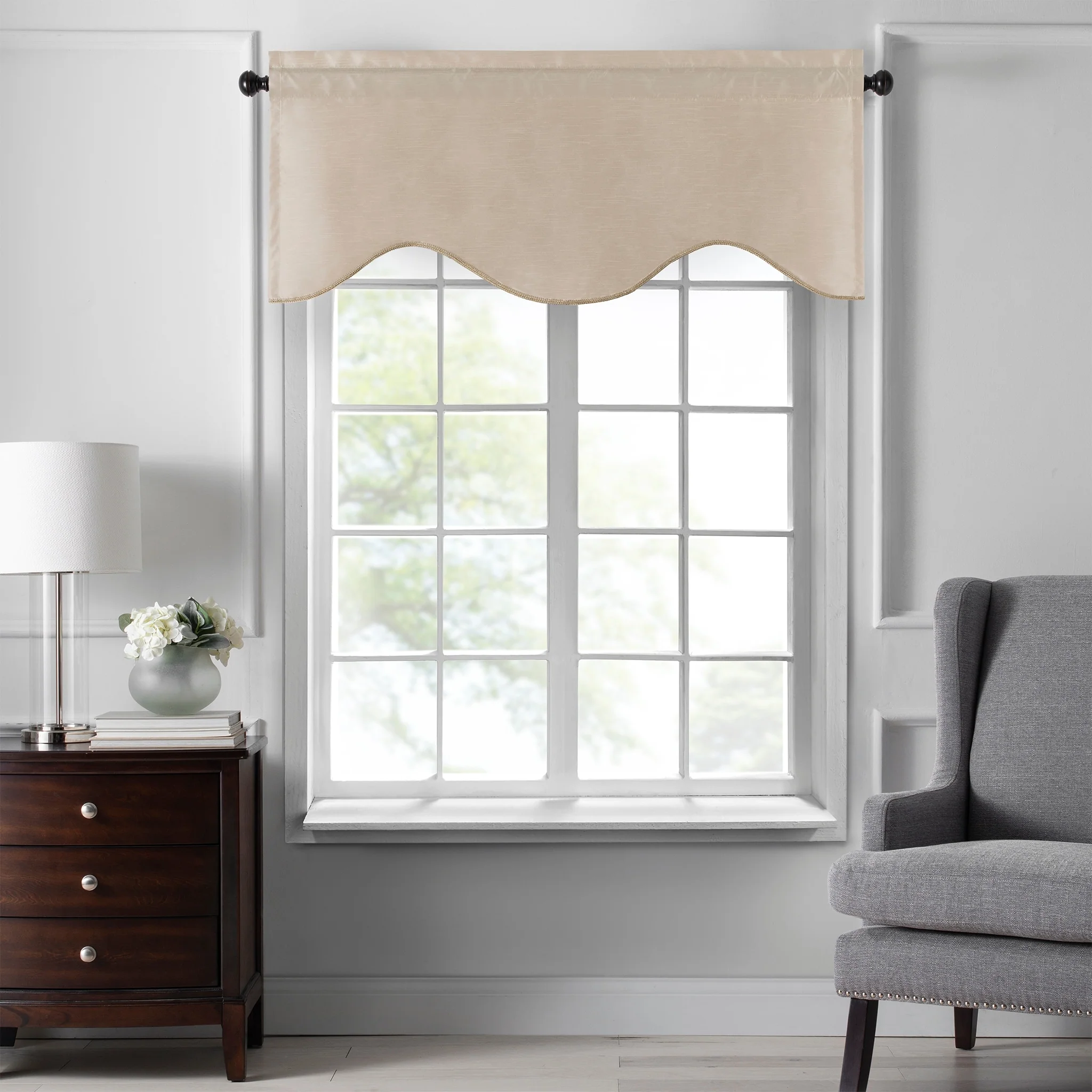 Gracewood Hollow Foster Faux Silk Scalloped Window Valance - 50