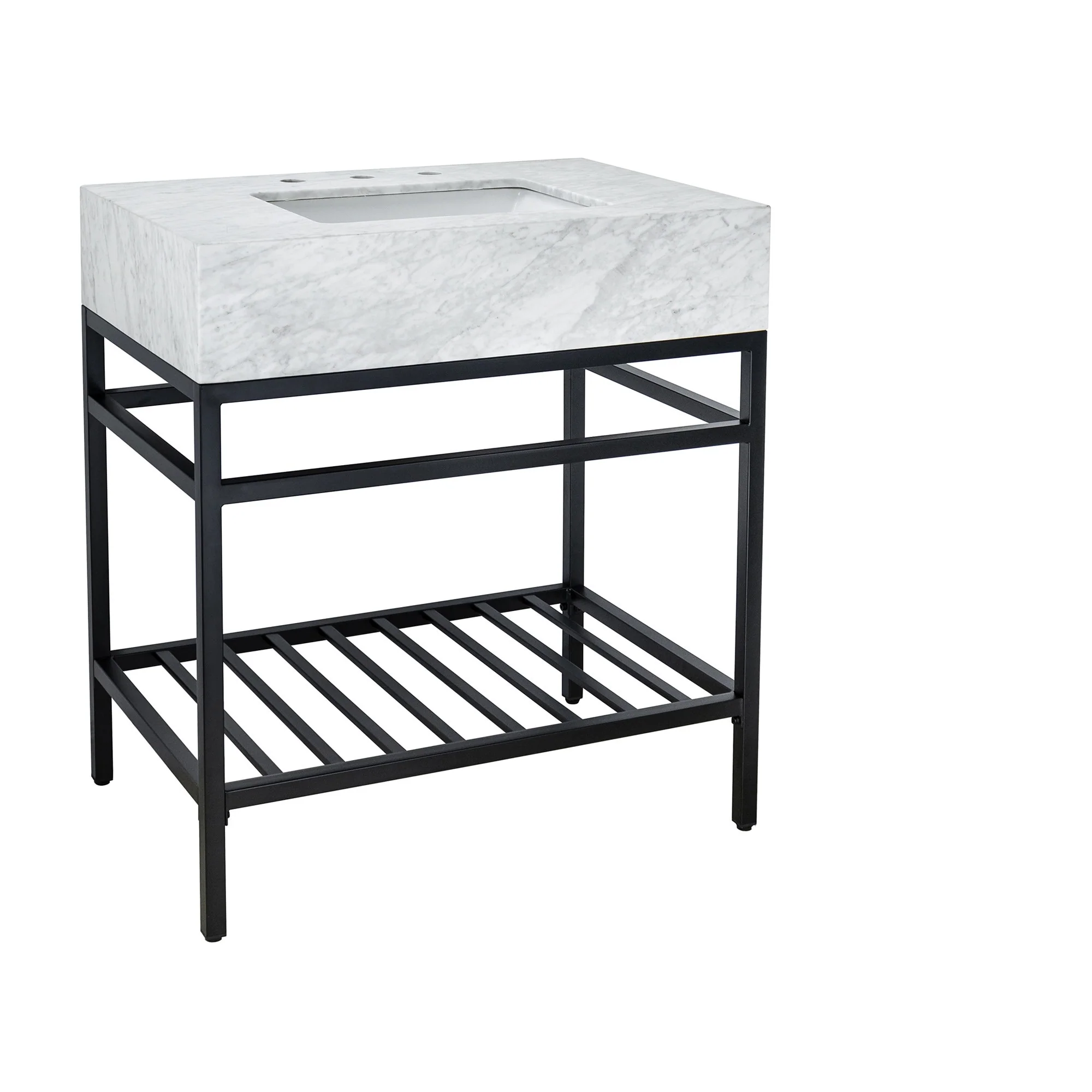 TEHOME Kliti 26'' Free-standing Single Bathroom Vanity with Carrara Marble Vanity Top