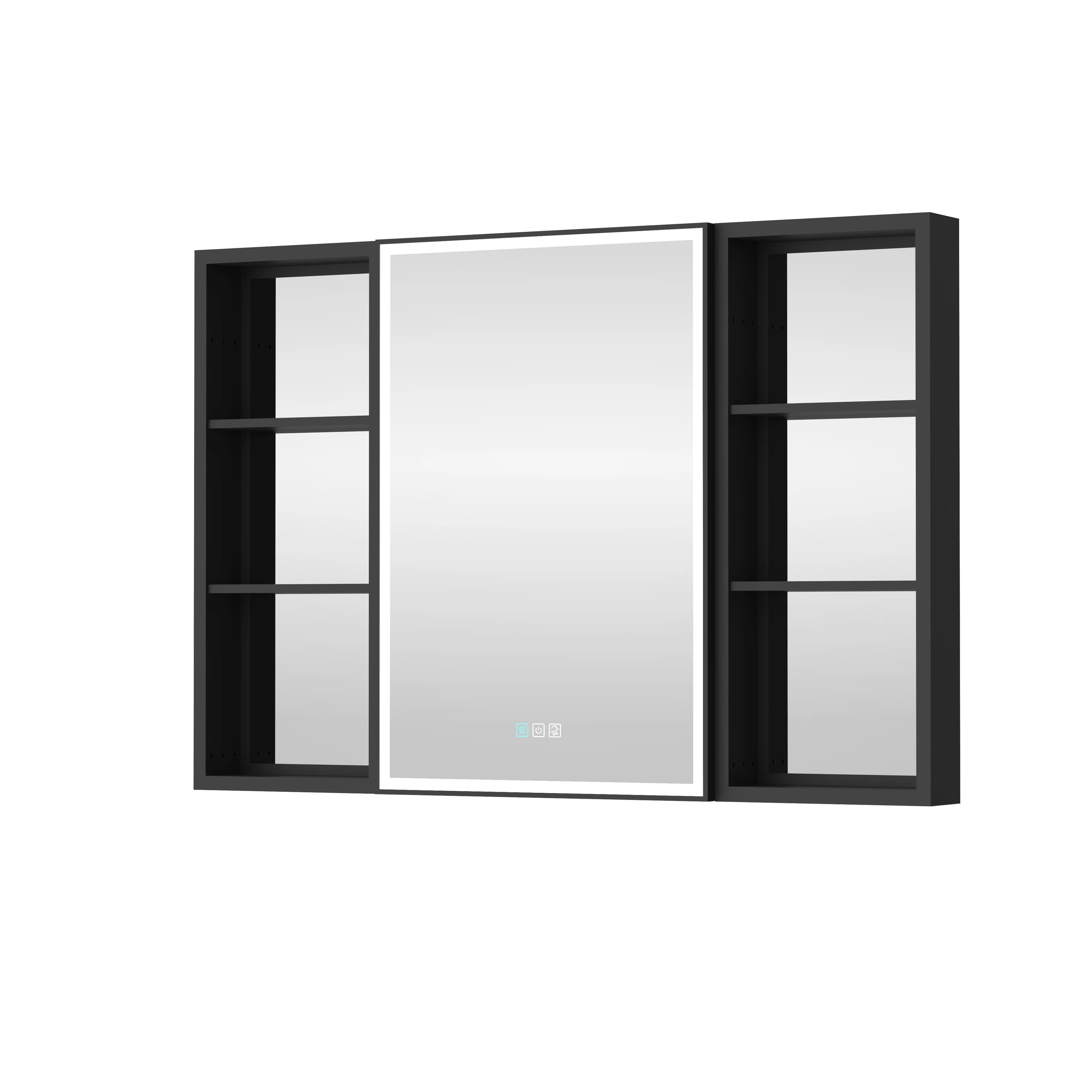 30 in. H Recessed or Surface Wall Mounted LED Mirror Cabinet With Black Side Cabinet