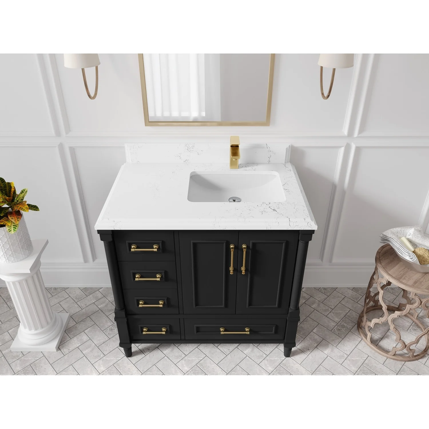 Willow Collections 36 in. W x 22 in. D Aberdeen Right Offset Sink Bathroom Vanity with Countertop
