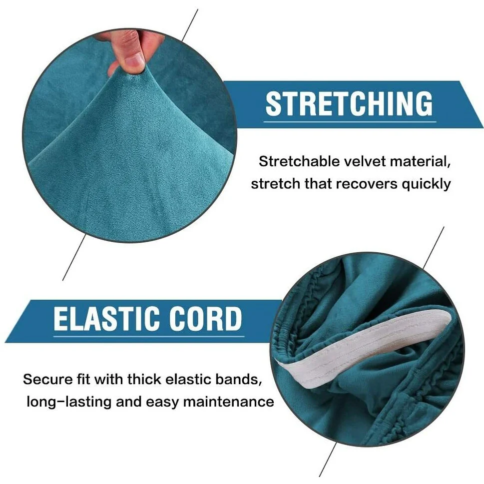 Enova Home Soft Thick Solid Velvet Fabric Stretchy Universal Dining Chair Slipcovers Set of 2