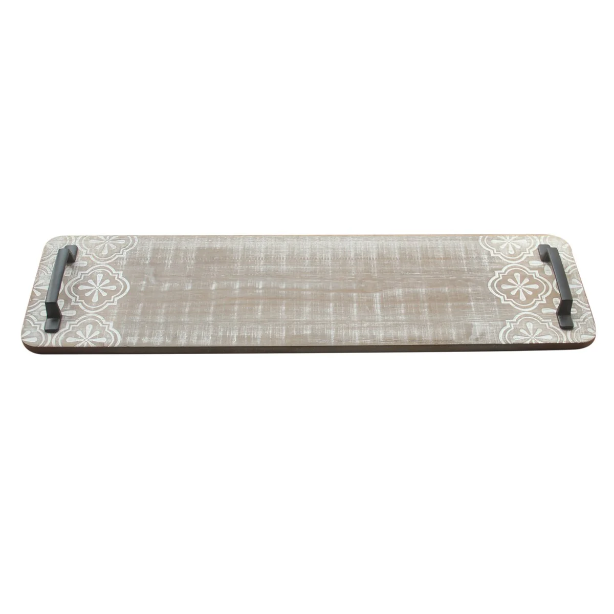 22.5inch Long Wooden Flat Tray with Metal Handle - 22.5 X 1.13