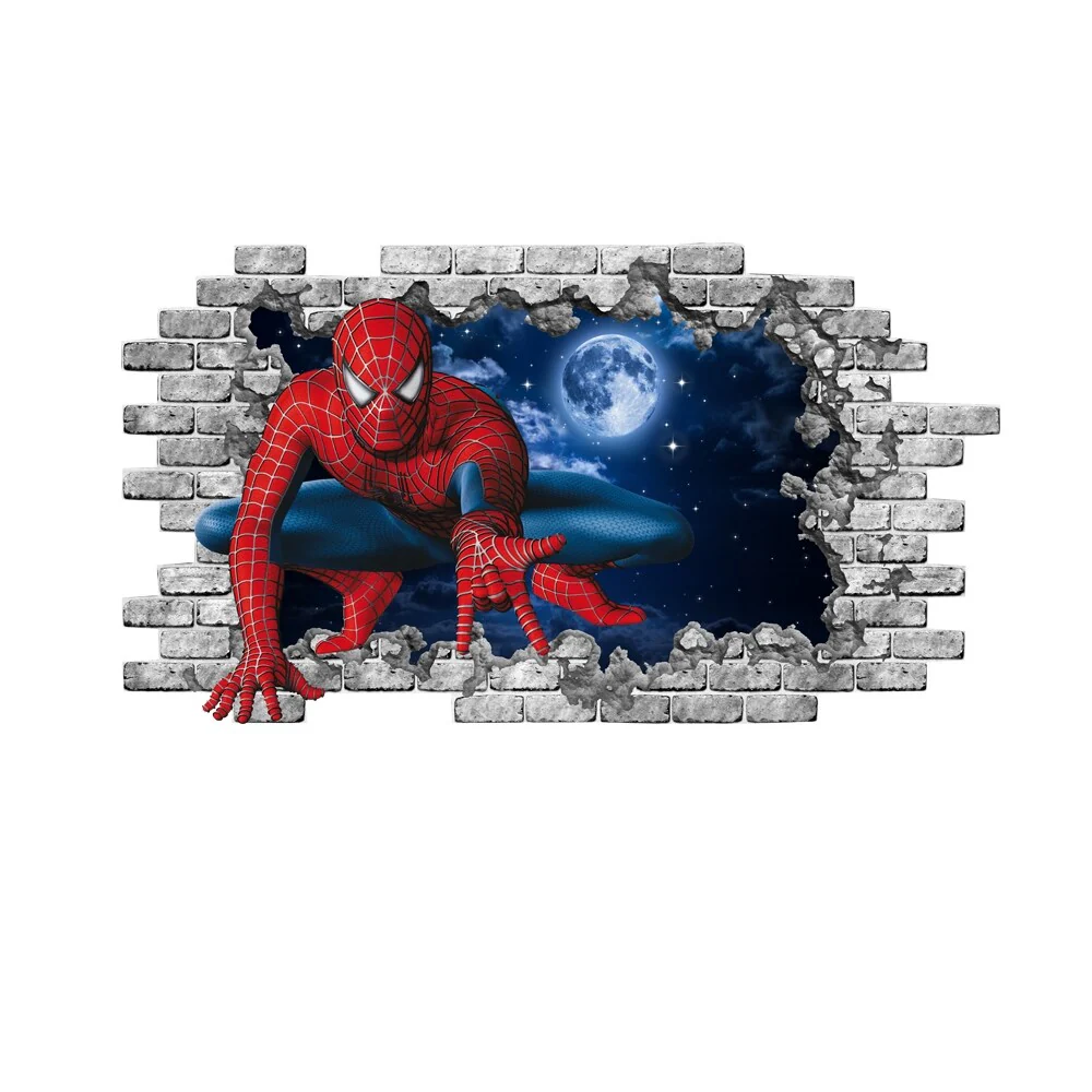 Spiderman Hole in the Decal Superhero Vinyl Sticker Murals