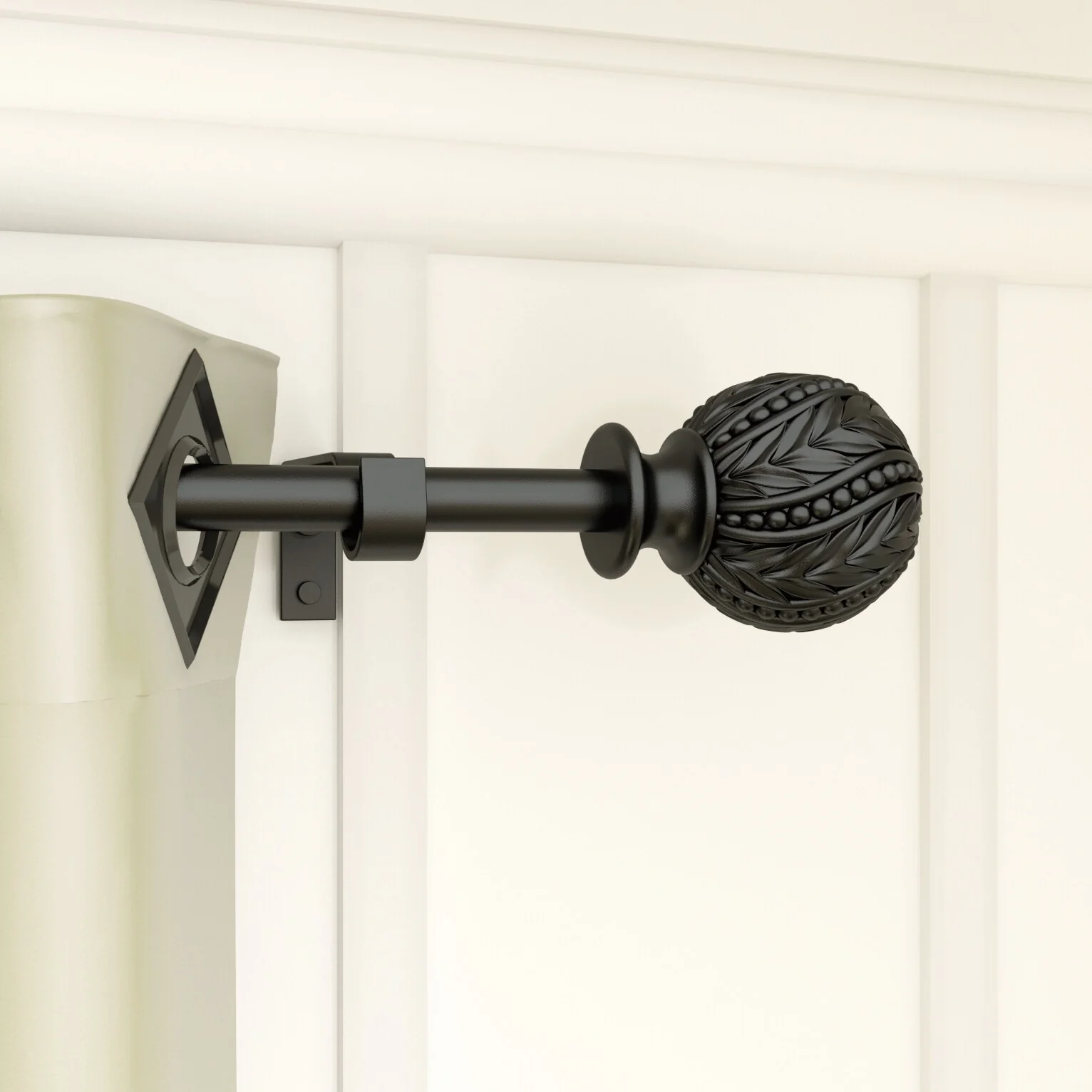 Debuono Black Adjustable Curtain Rod with Final Set