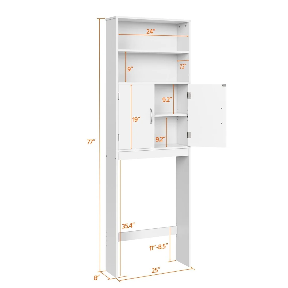 Yaheetech 2-Shelf Bathroom Organizer Over The Toilet,Double Doors