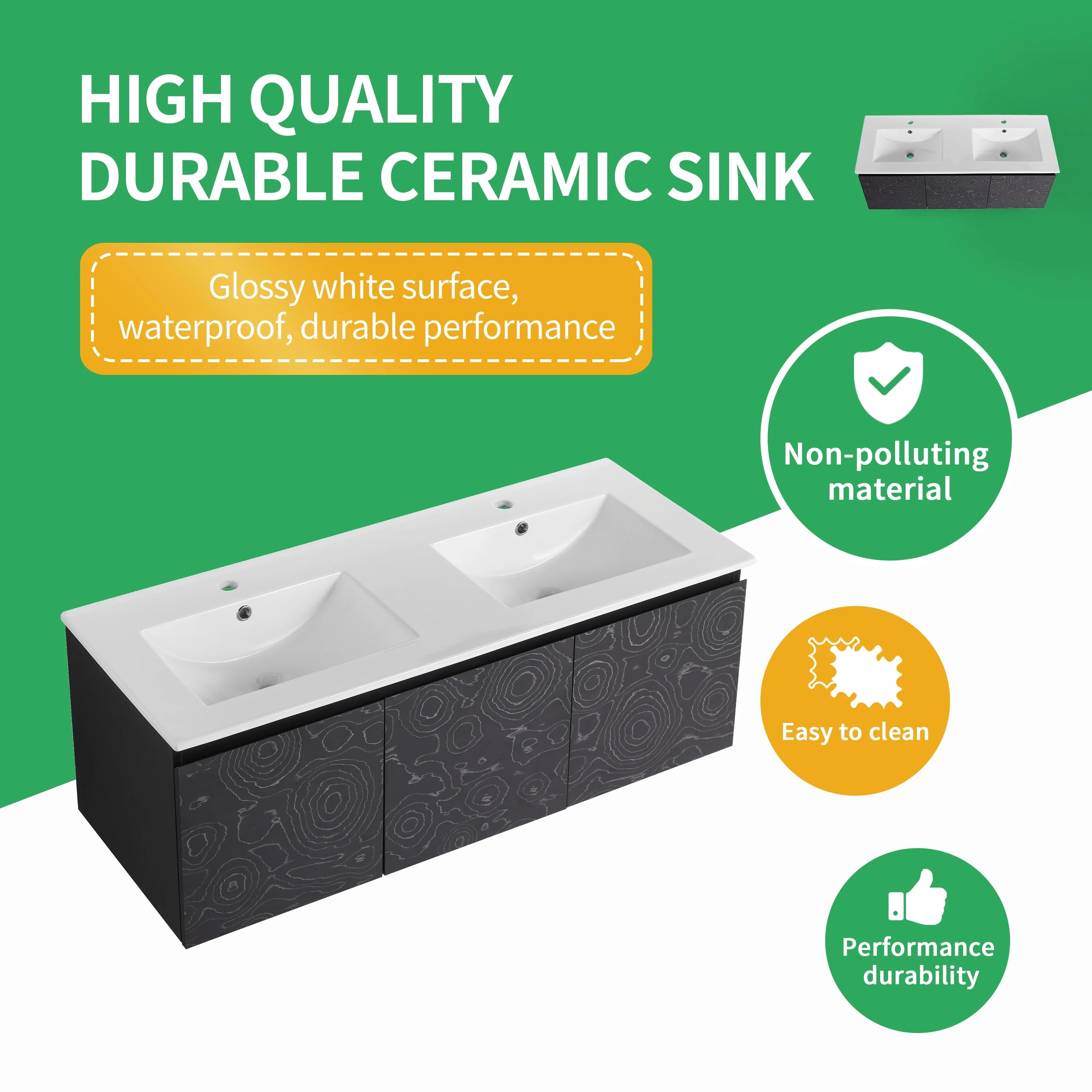 BNK 24/30/48 Inch Double Sink Bathroom Vanity with Soft Close Door