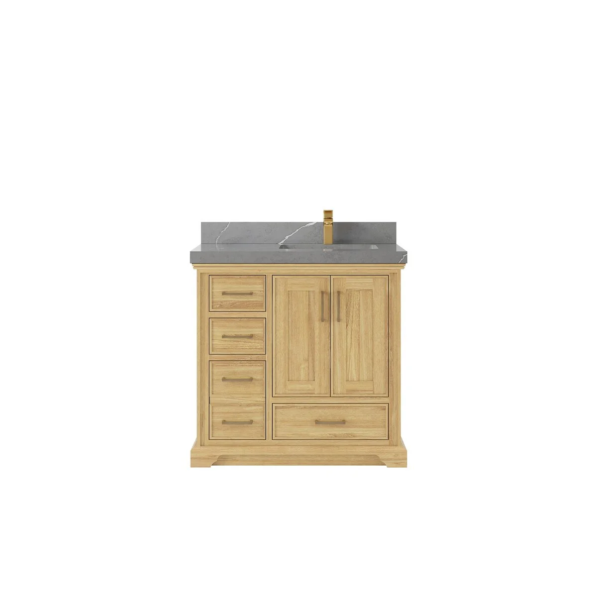 Willow Collections 36 in. W x 22 in. D Charlotte Teak Right Offset Sink Bathroom Solid Teak Vanity with Countertop