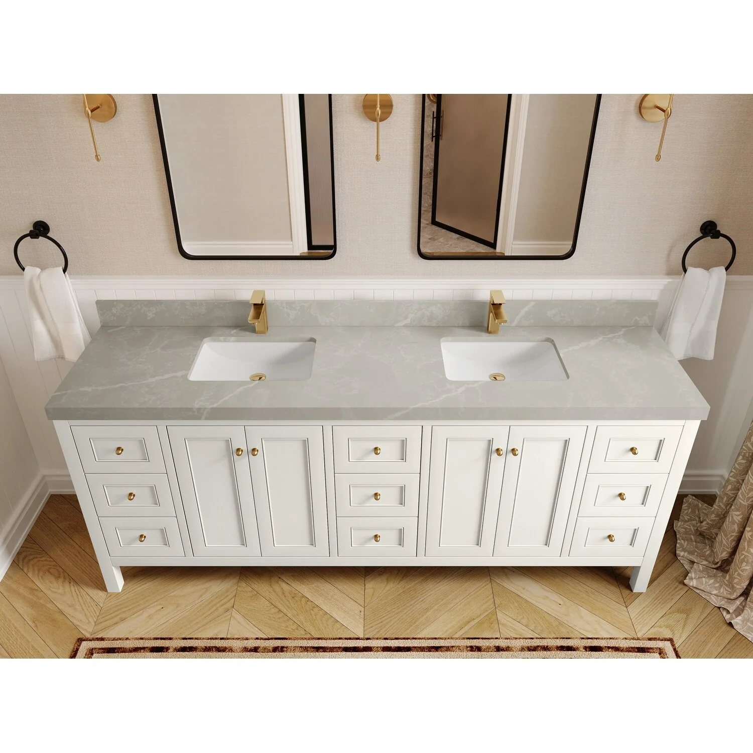 Willow Collections 84 in. W x 22 in. D Nashville Double Bowl Sink Bathroom Vanity with Countertop