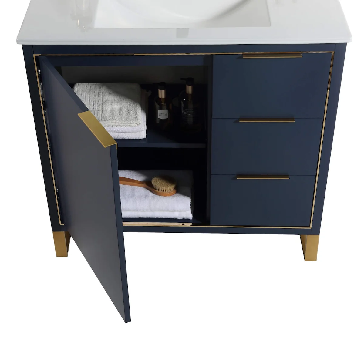 Fine Fixtures Opulence Collection Bathroom Vanity with White Ceramic Sink