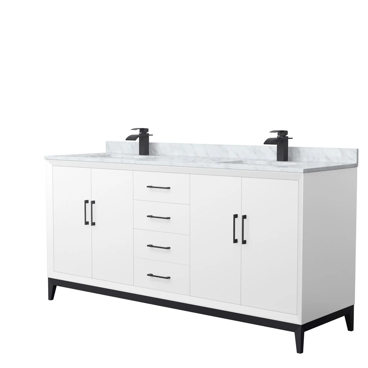 Amici Double Bathroom Vanity Set, Carrara Marble Top