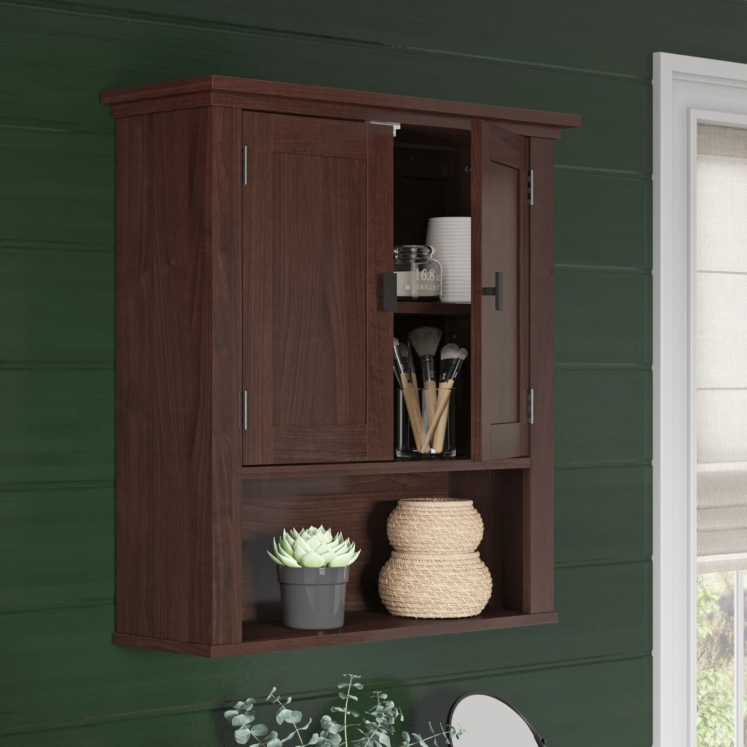 RiverRidge Hayward Two-Door Bathroom and Laundry Wall Mount Storage Medicine Cabinet with Fixed and Adjustable Shelf