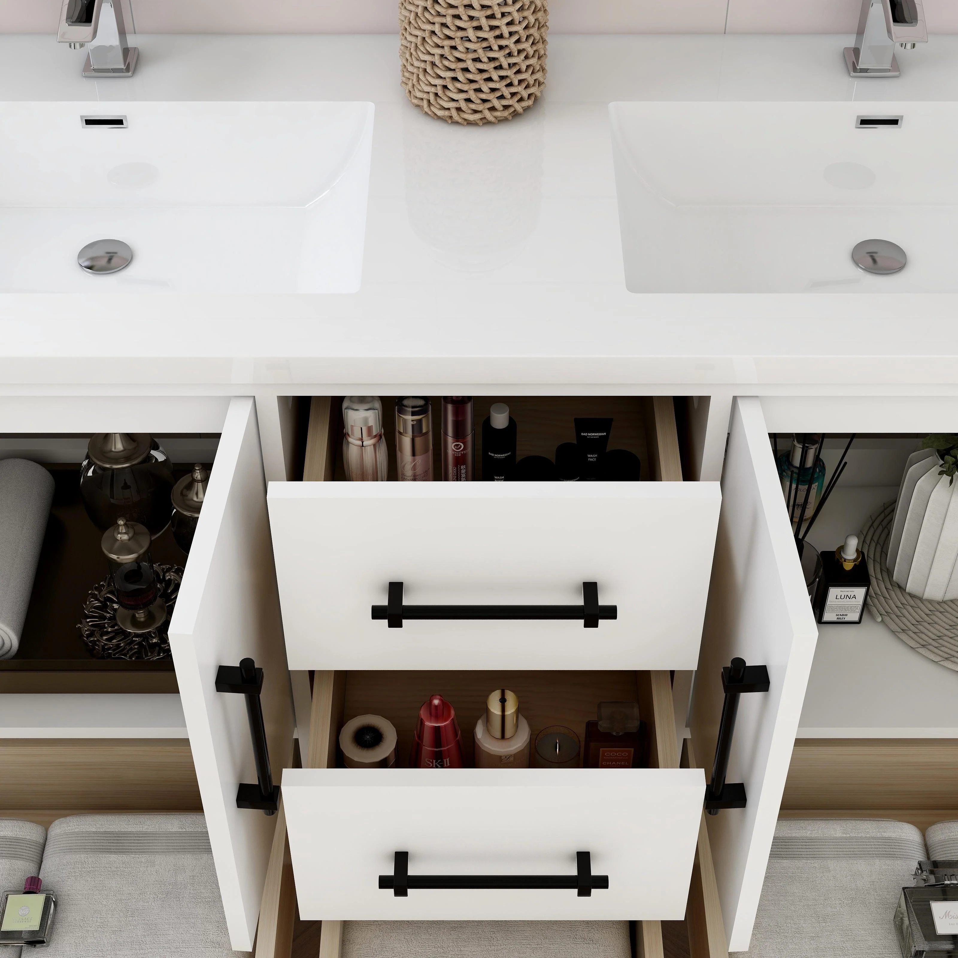 Victoria 60'' Freestanding Vanity with Double Reinforced Acrylic Sink - 59.5