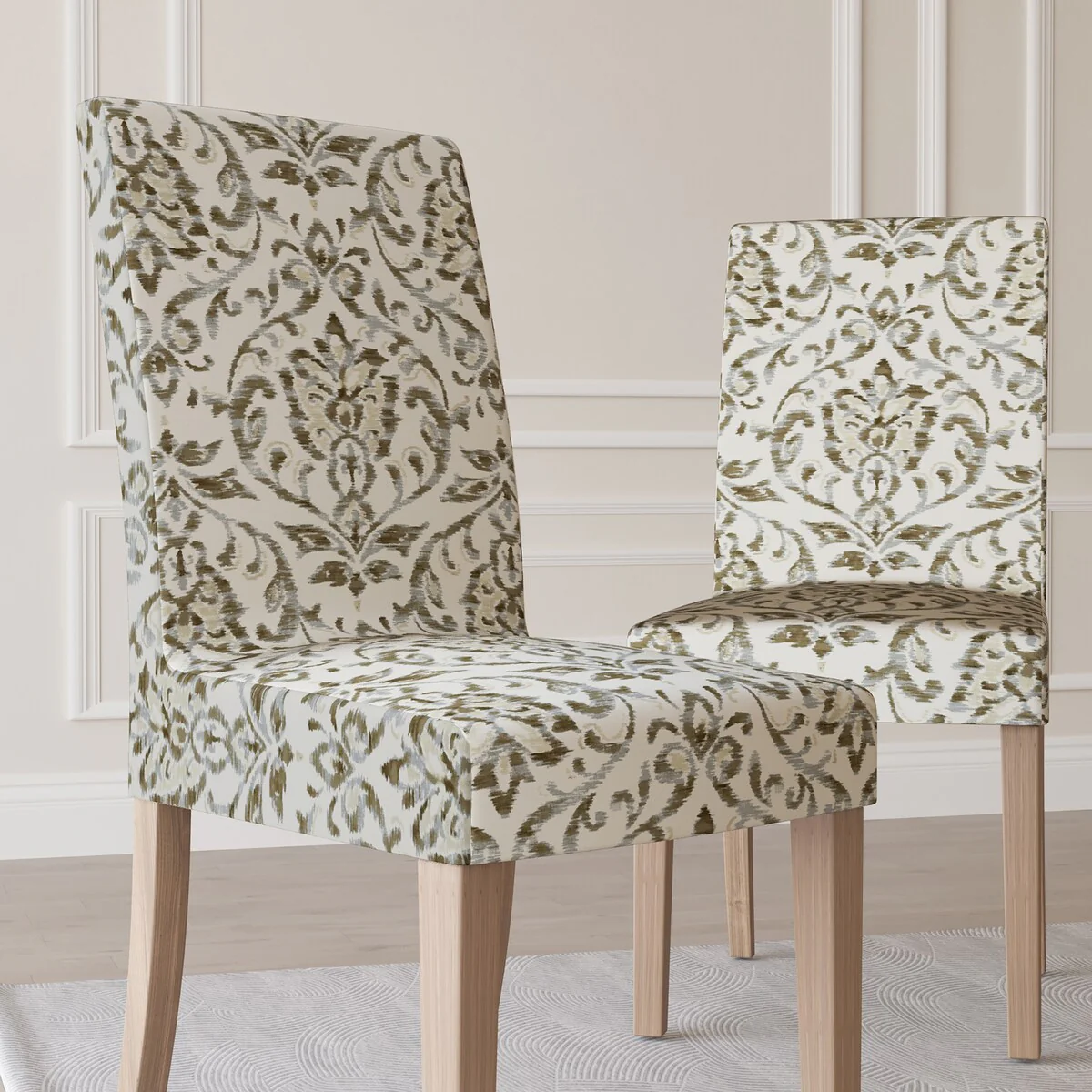 No. 918 Verity 2-pack Damask Print Stretch Fit Elastic Dining Chair Cover Pair - 28