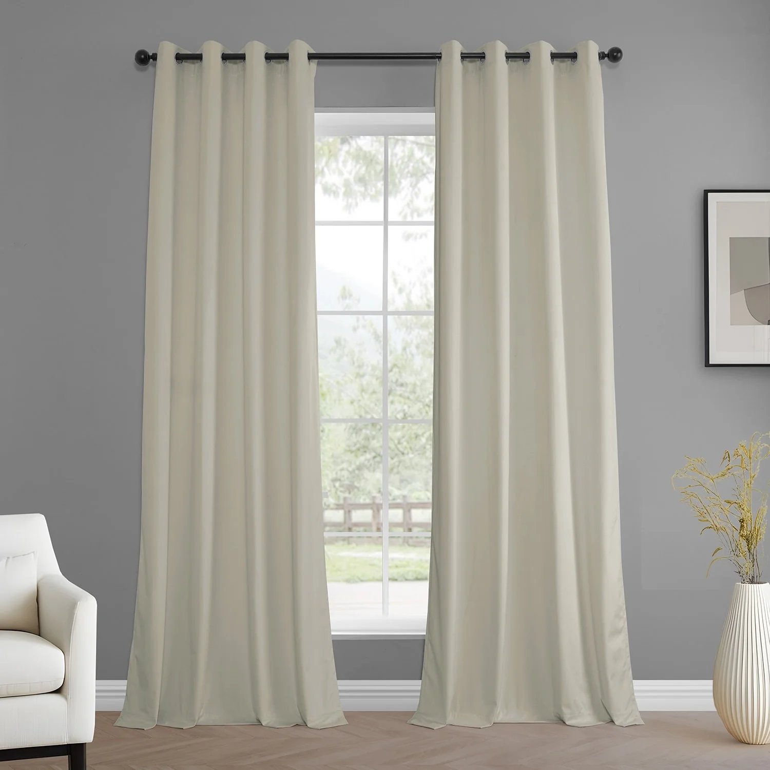 Exclusive Fabrics Simply Velvet Grommet Room Darkening Curtains for Bedroom & Living Room Curtains Pair (2 Panels))
