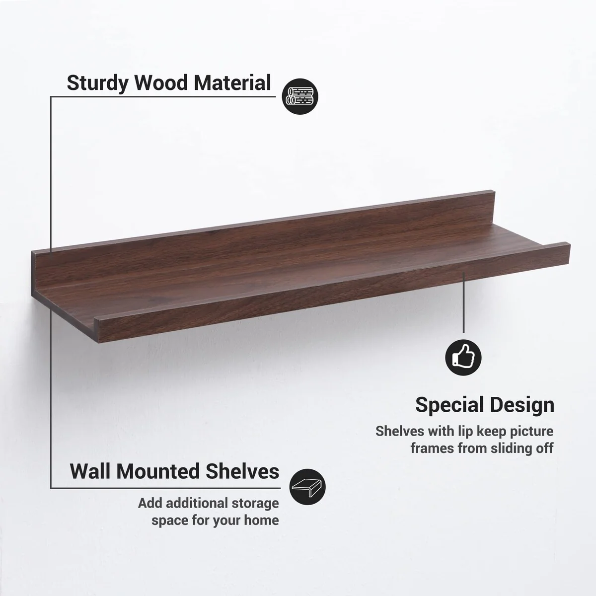 Picture Ledge Shelf, Floating Shelves Wall Mounted Set of 3