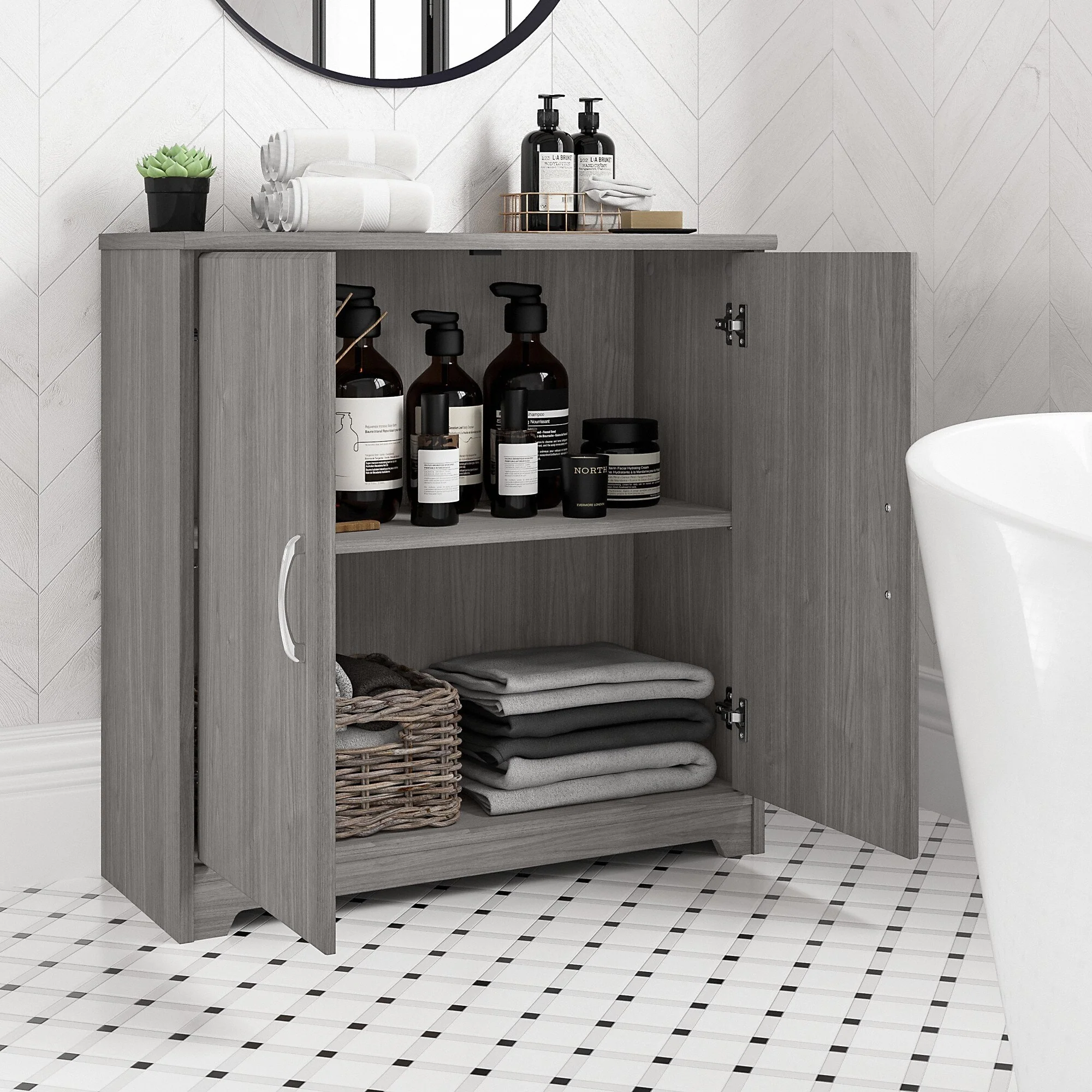 Cabot Small Bathroom Storage Cabinet with Doors by Bush Furniture