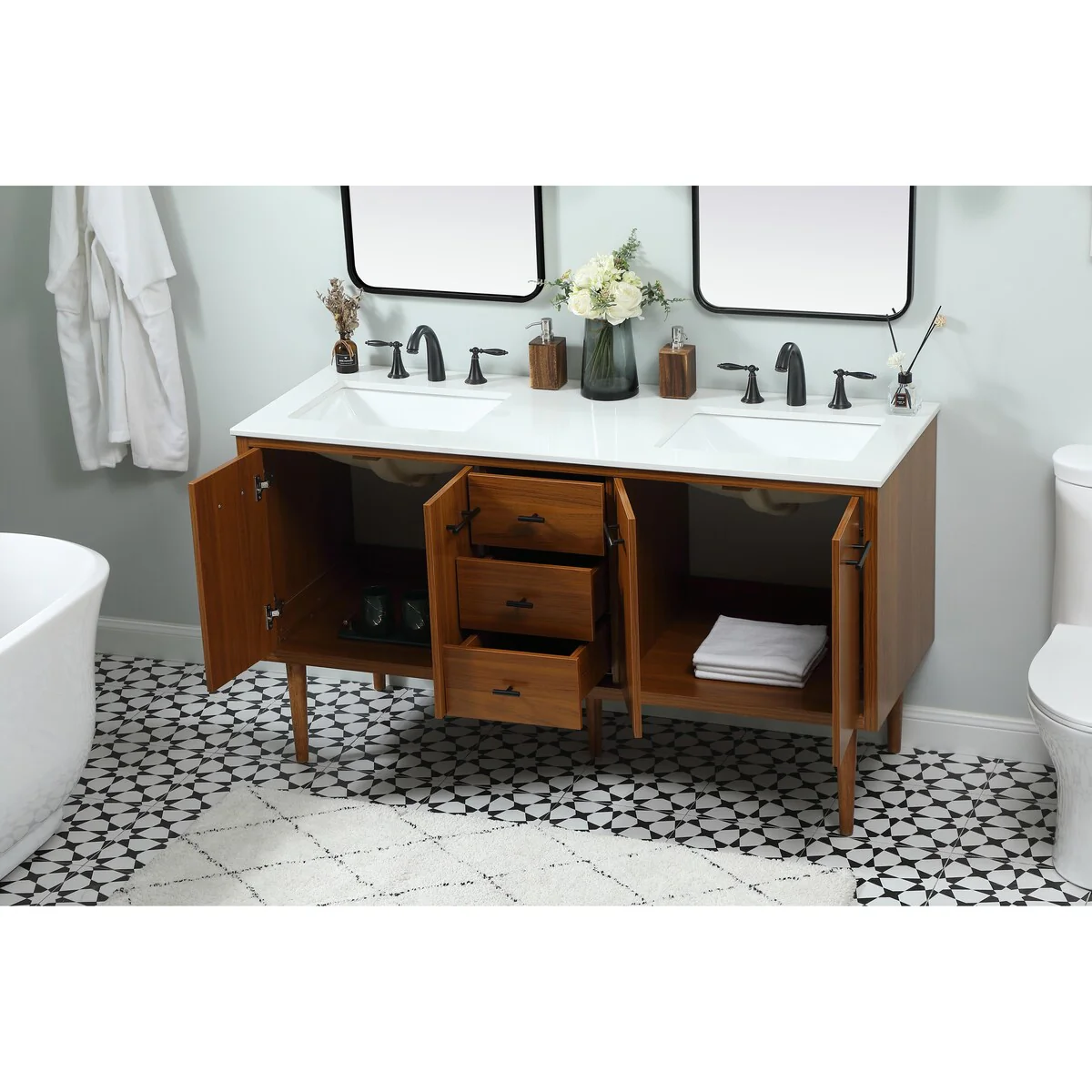 Fern 60 Inch Double Bathroom Vanity