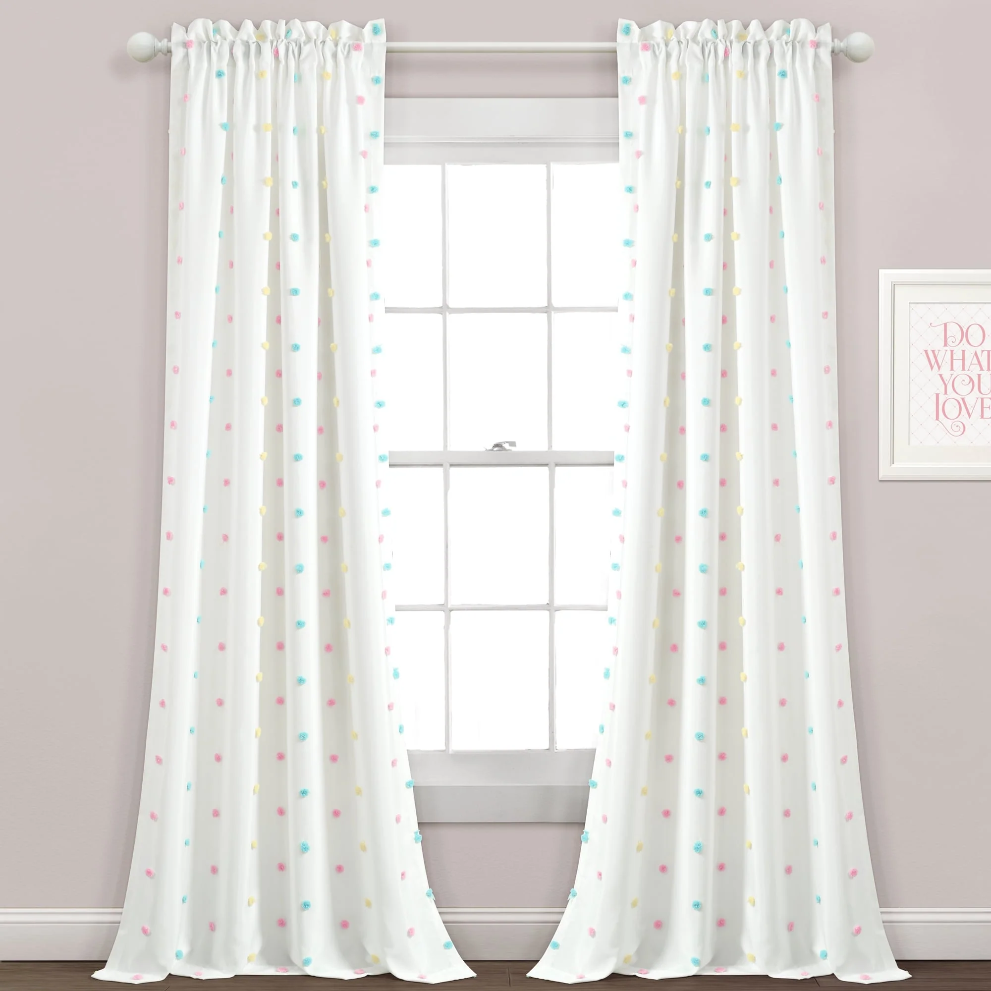 Lush Decor Rainbow Tufted Dot Window Curtain Panel (Single Panel) - 84