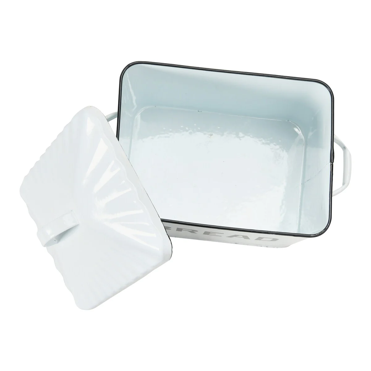 Enameled Metal Bread Box with