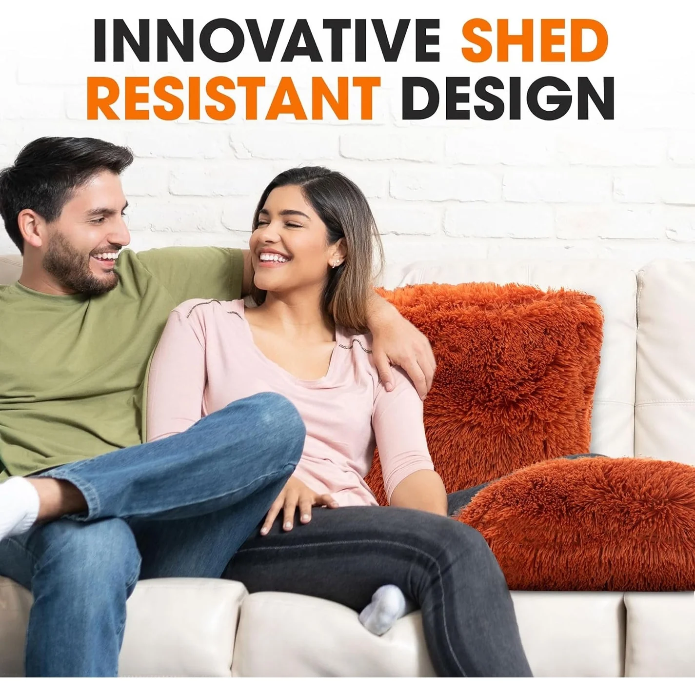 Cheer Collection Shaggy Long Hair Throw Pillows (Set of 2)